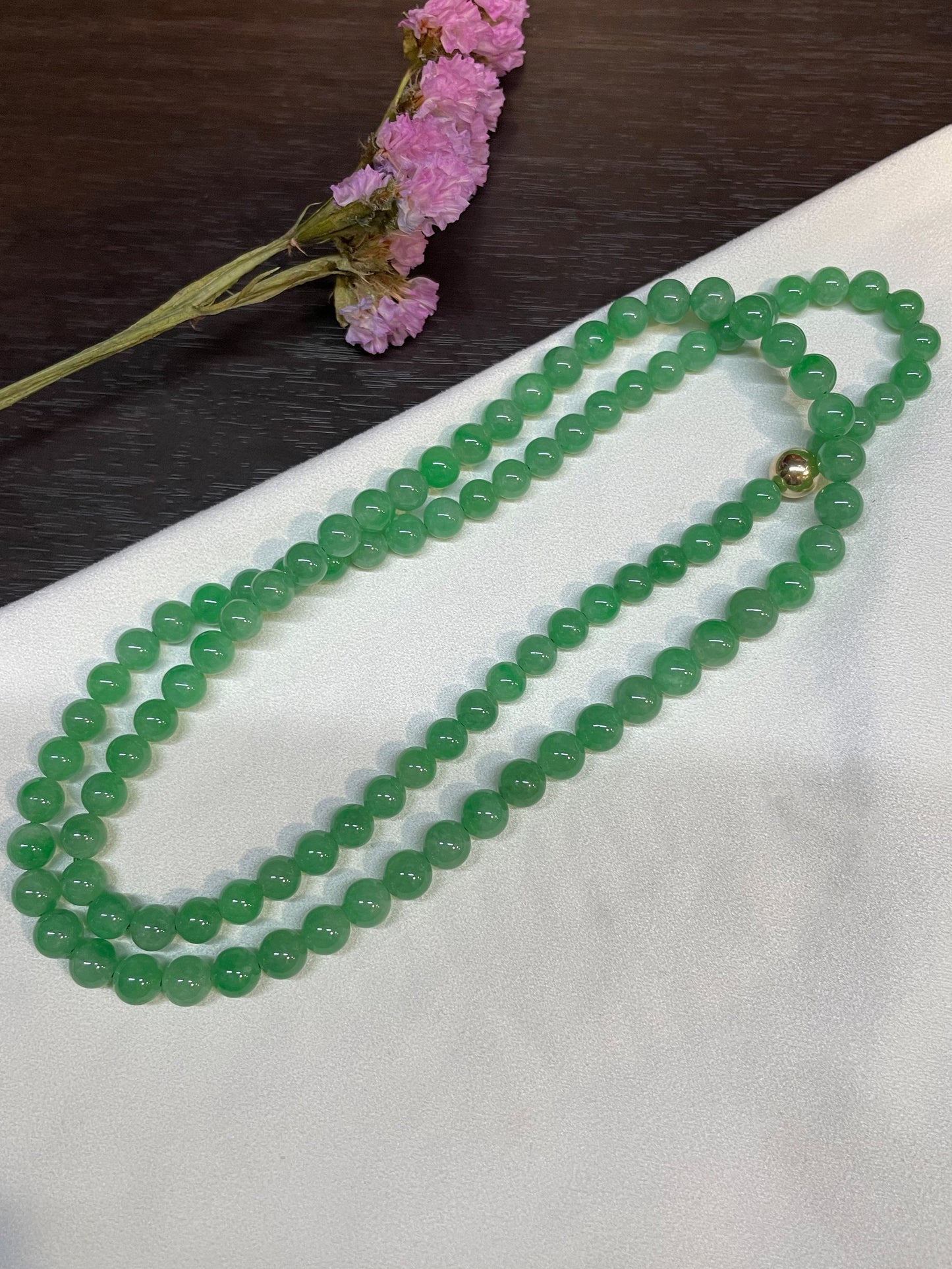 Green Jade Beads Necklace (NJN006)