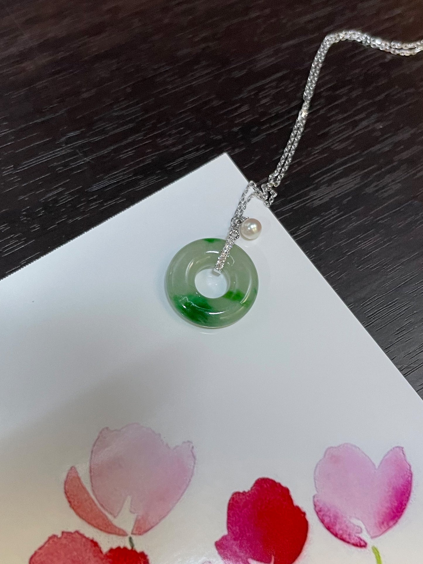 Jade Pendant with Necklace - Jade Donut (NJN010)