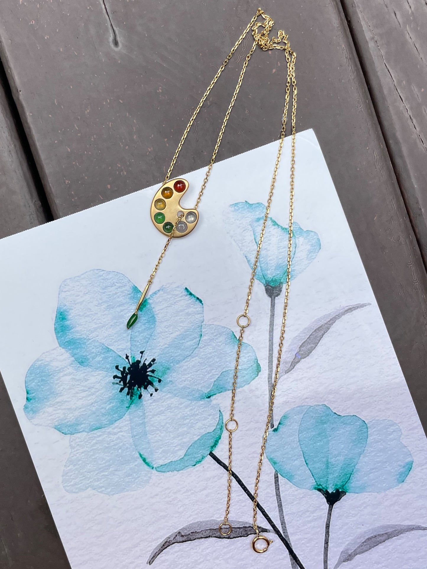 Paint Palette Jade Pendant with Necklace (NJN013)