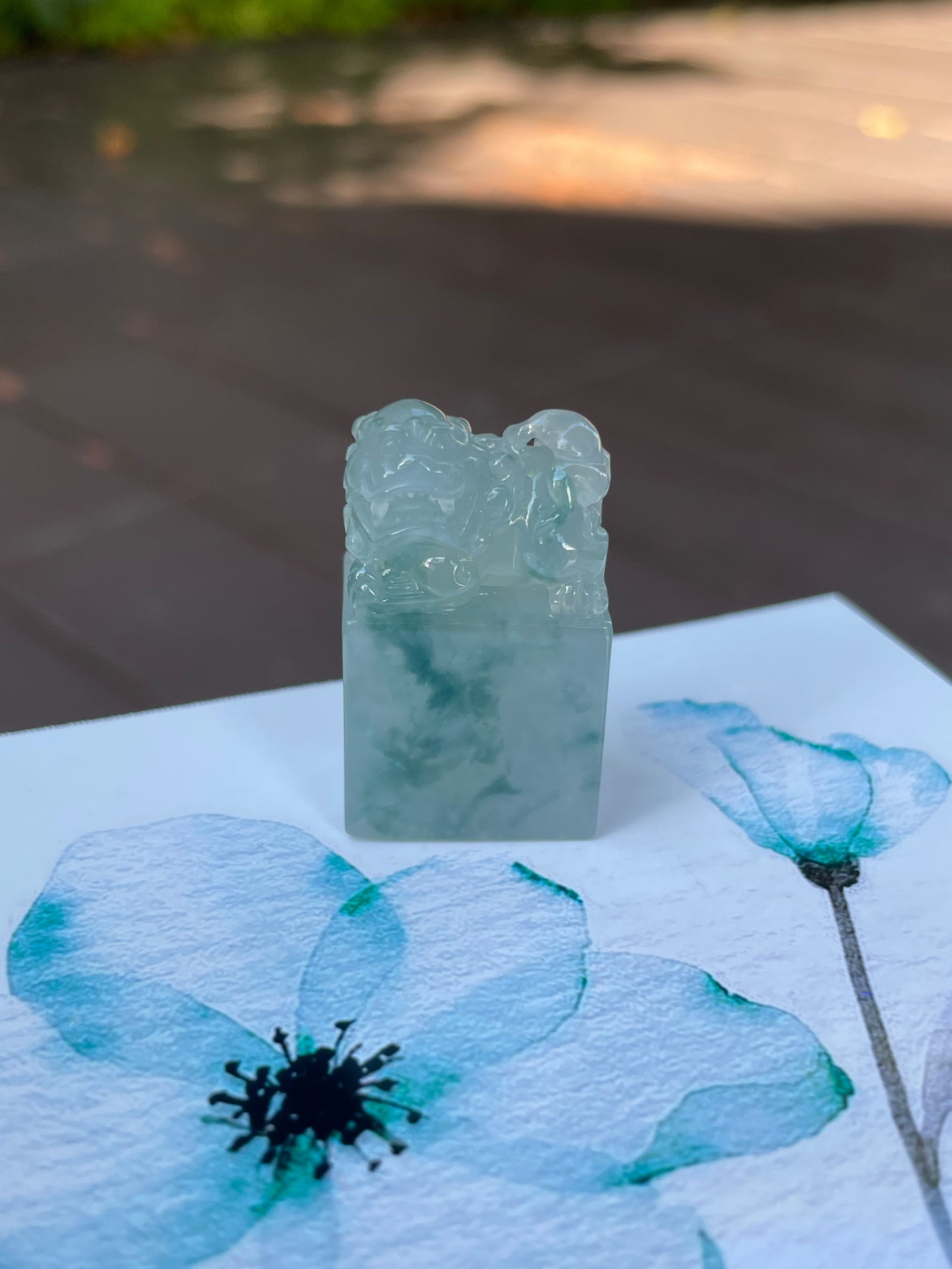 Jade Seal / Stamp - Lion Carving (NJO005)