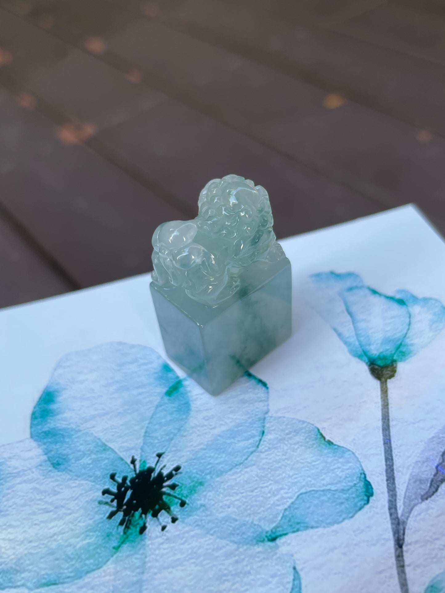 Jade Seal / Stamp - Lion Carving (NJO005)