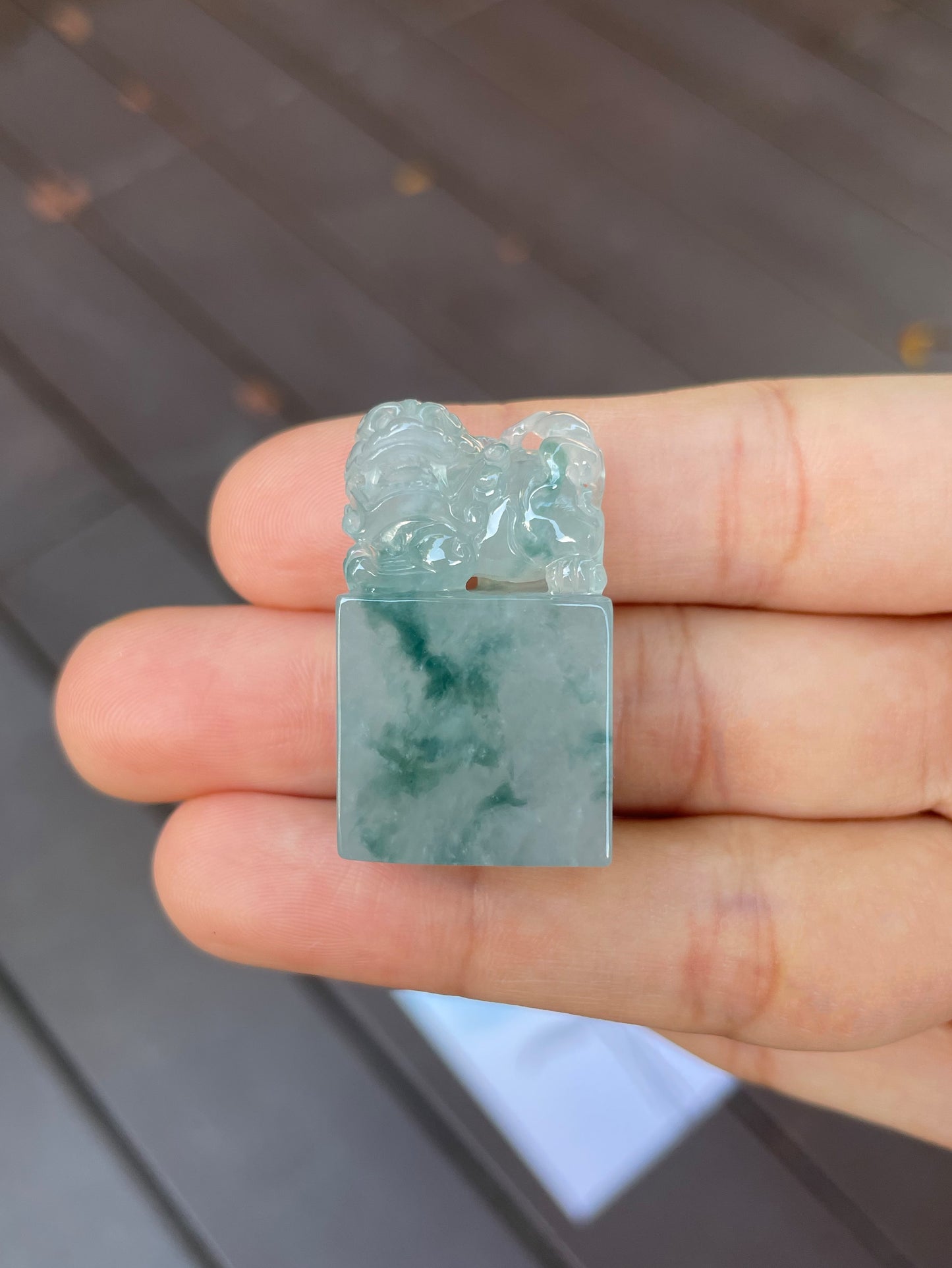 Jade Seal / Stamp - Lion Carving (NJO005)