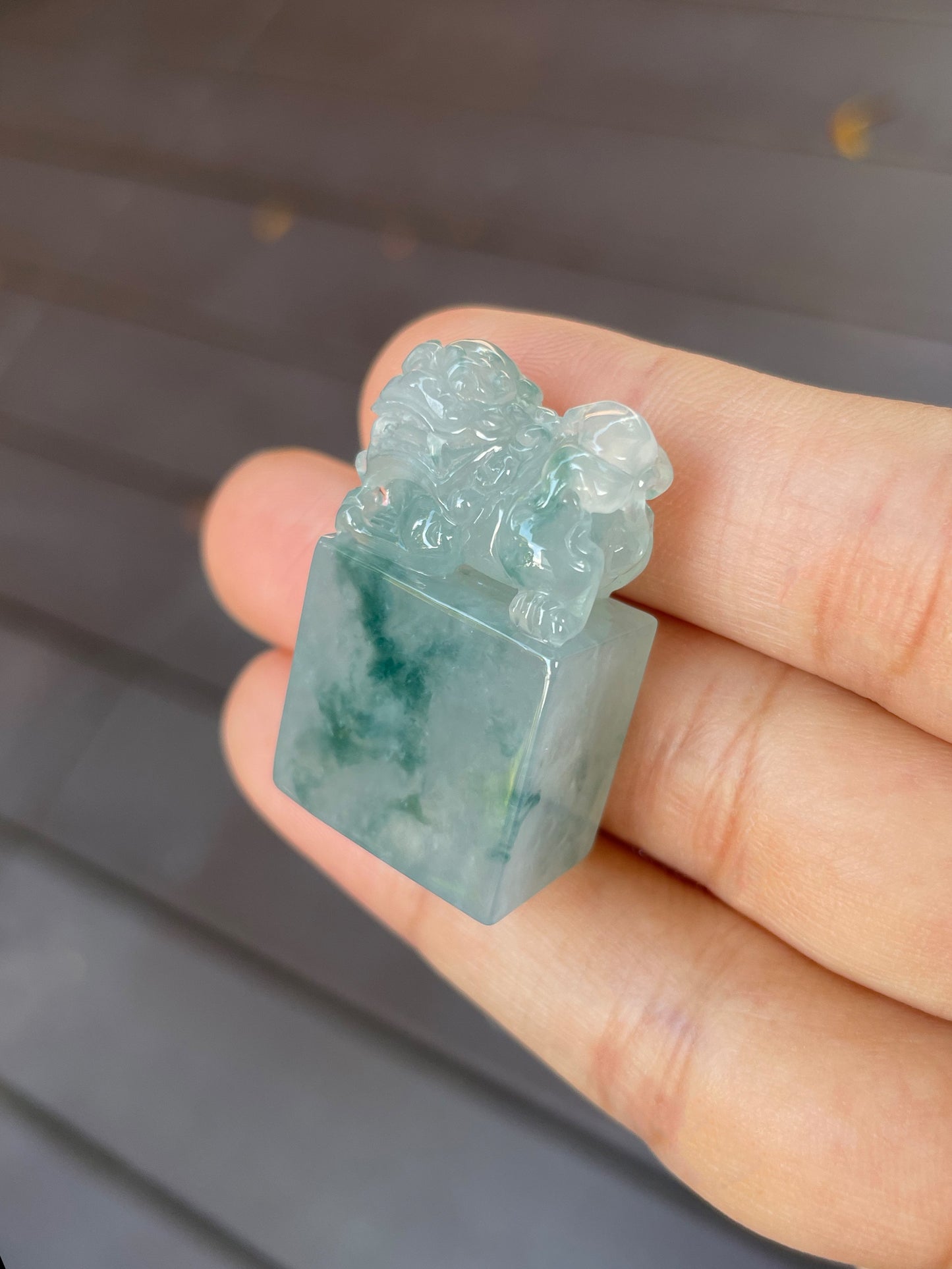 Jade Seal / Stamp - Lion Carving (NJO005)