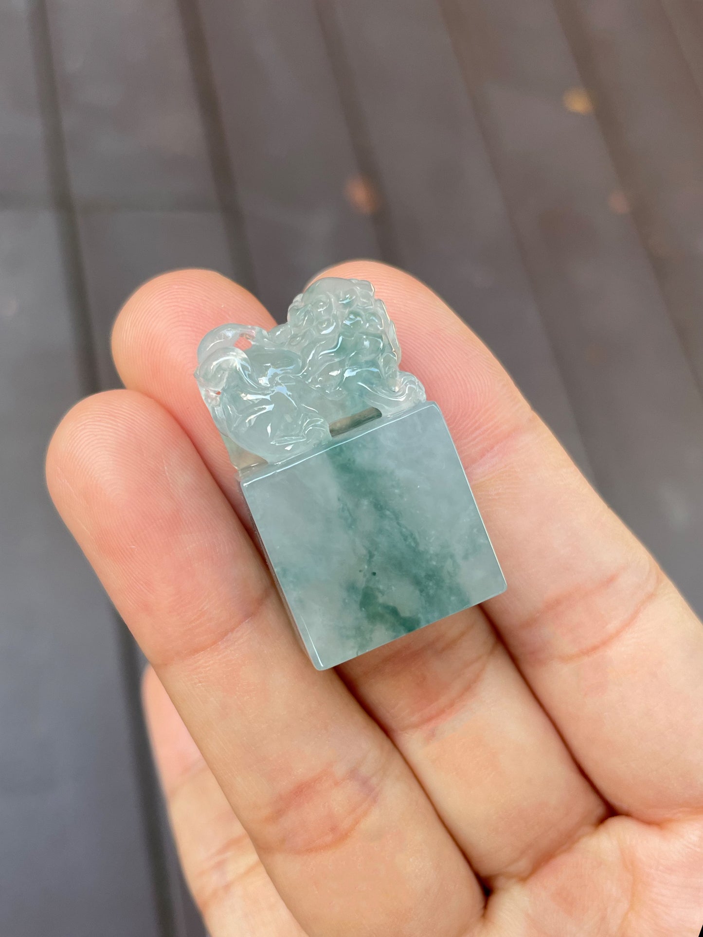 Jade Seal / Stamp - Lion Carving (NJO005)