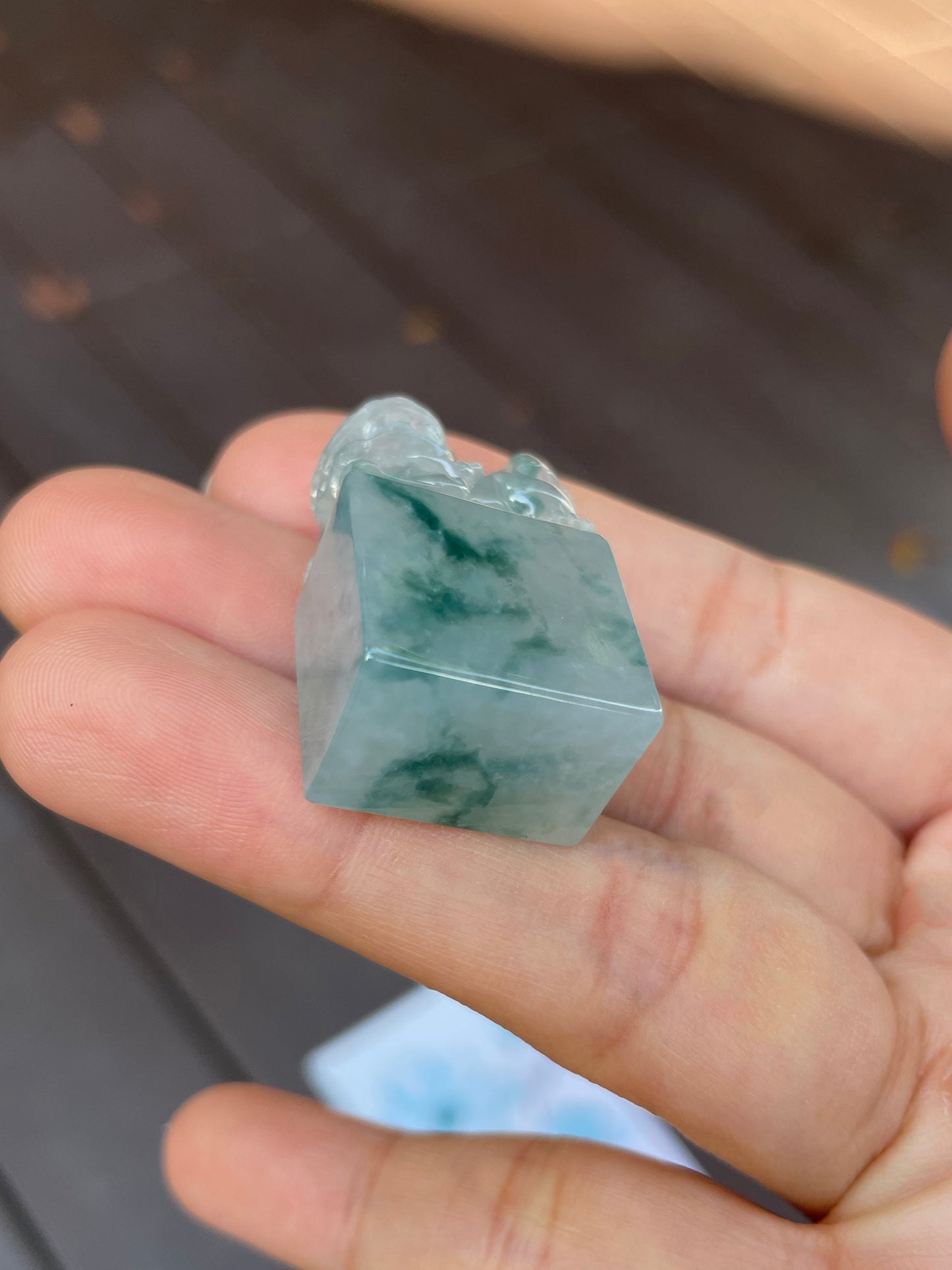 Jade Seal / Stamp - Lion Carving (NJO005)