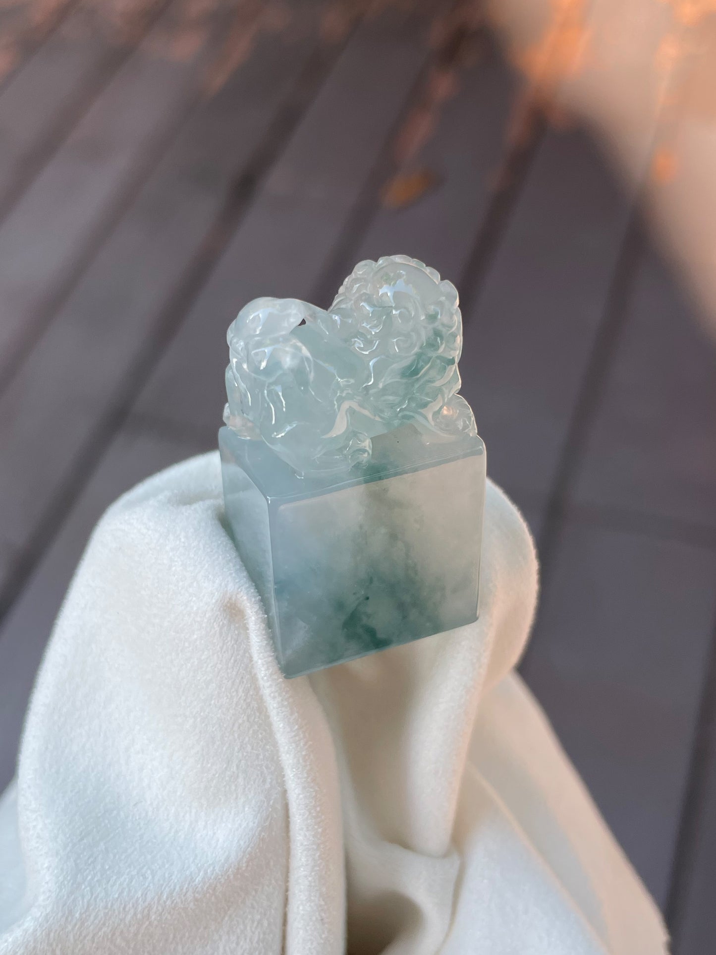 Jade Seal / Stamp - Lion Carving (NJO005)