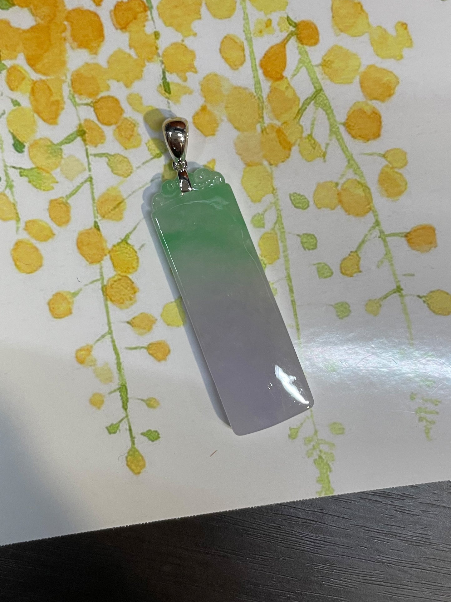 Green with Lavender Jade Pendant - 平安无事牌 (NJP021)