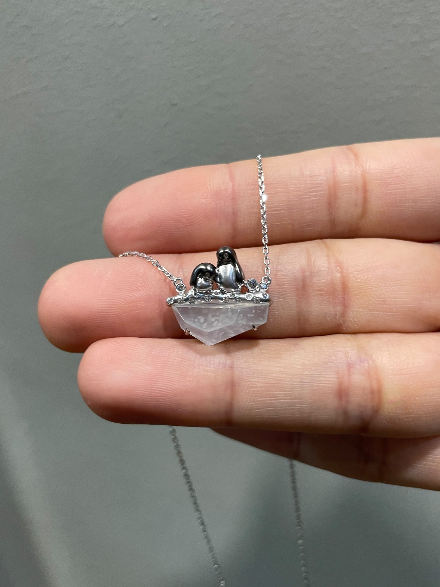 Icy Jade Pendant - Iceberg with Penguins (NJP029)