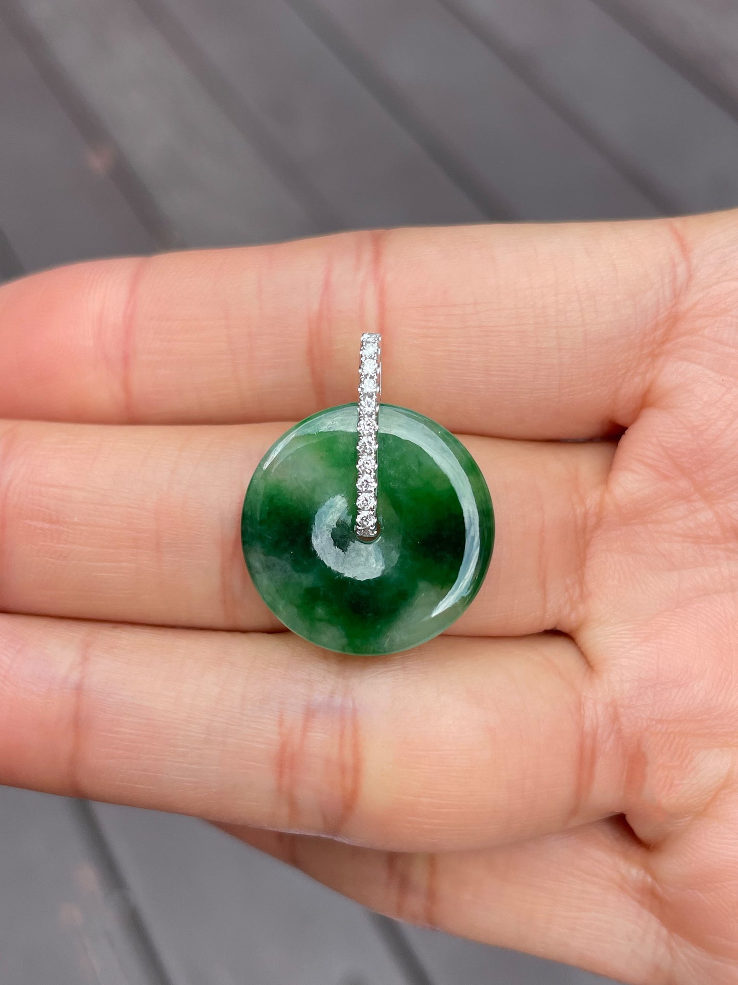 Green Jadeite Safety Coin Pendant - 平安扣 (NJP037)