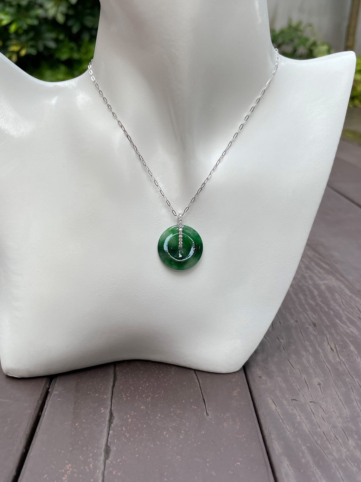Green Jadeite Safety Coin Pendant - 平安扣 (NJP037)