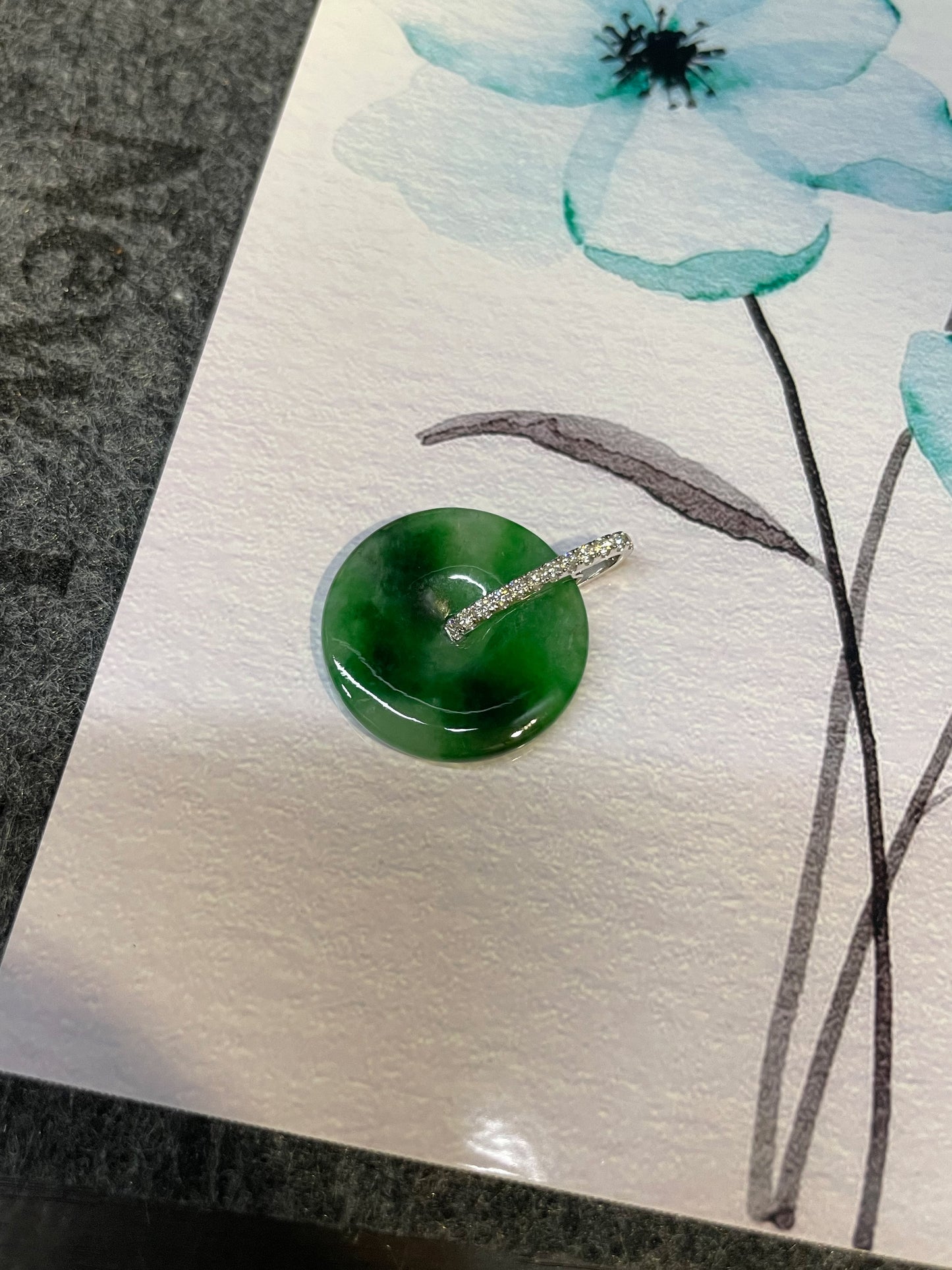 Green Jadeite Safety Coin Pendant - 平安扣 (NJP037)