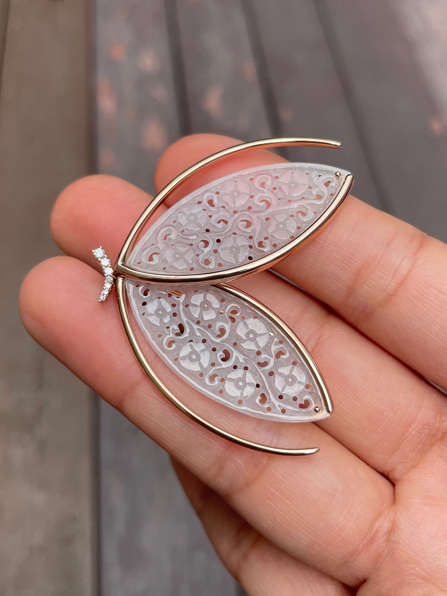 Icy White Jade Brooch - Butterfly (NJP040)