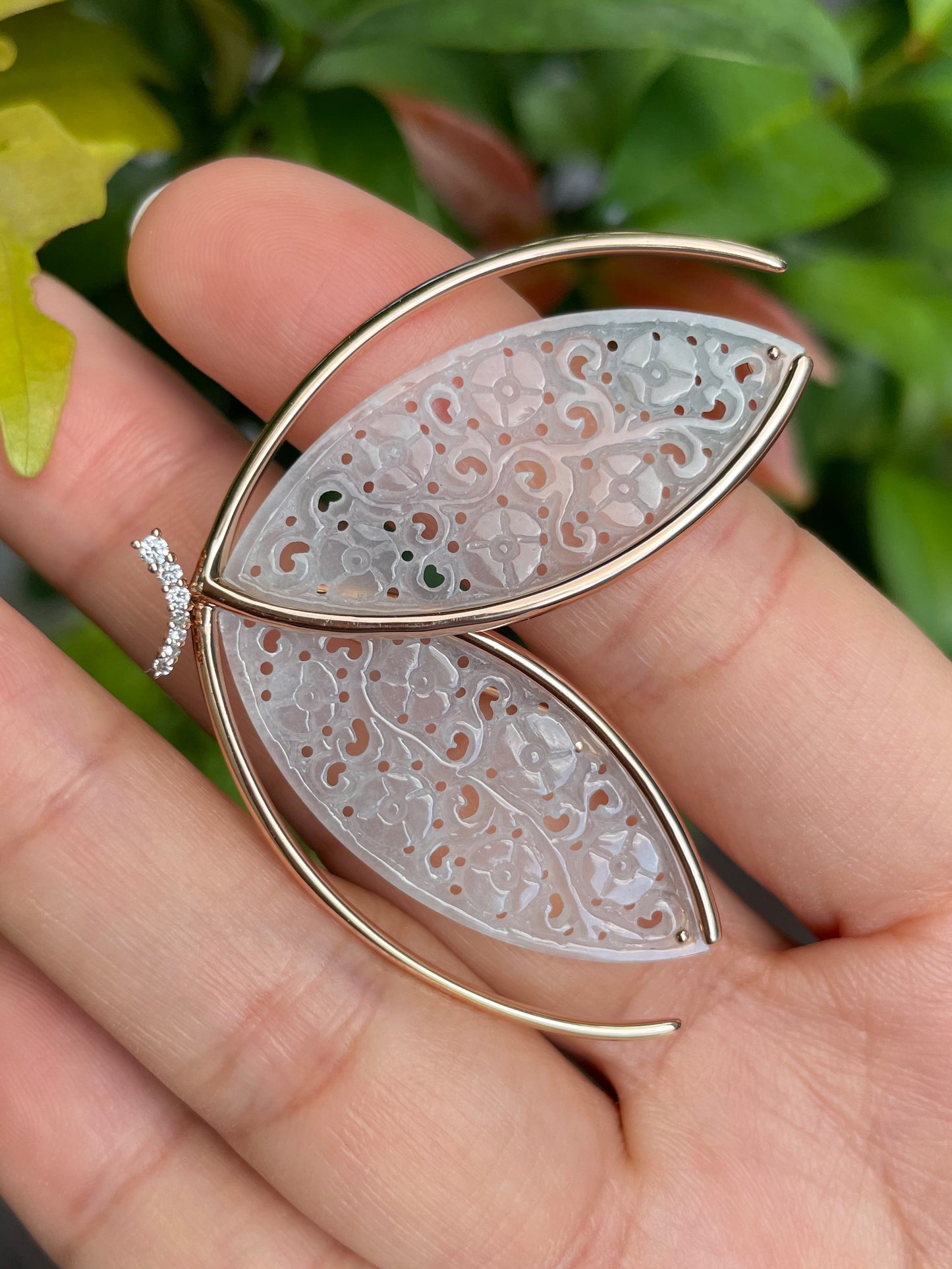 Icy White Jade Brooch - Butterfly (NJP040)