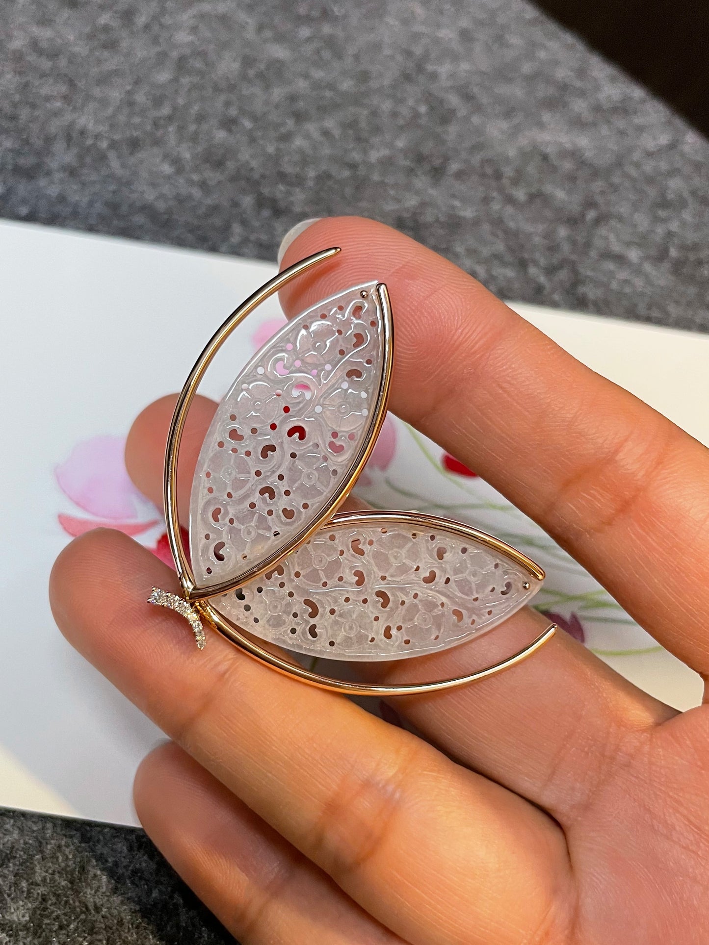 Icy White Jade Brooch - Butterfly (NJP040)