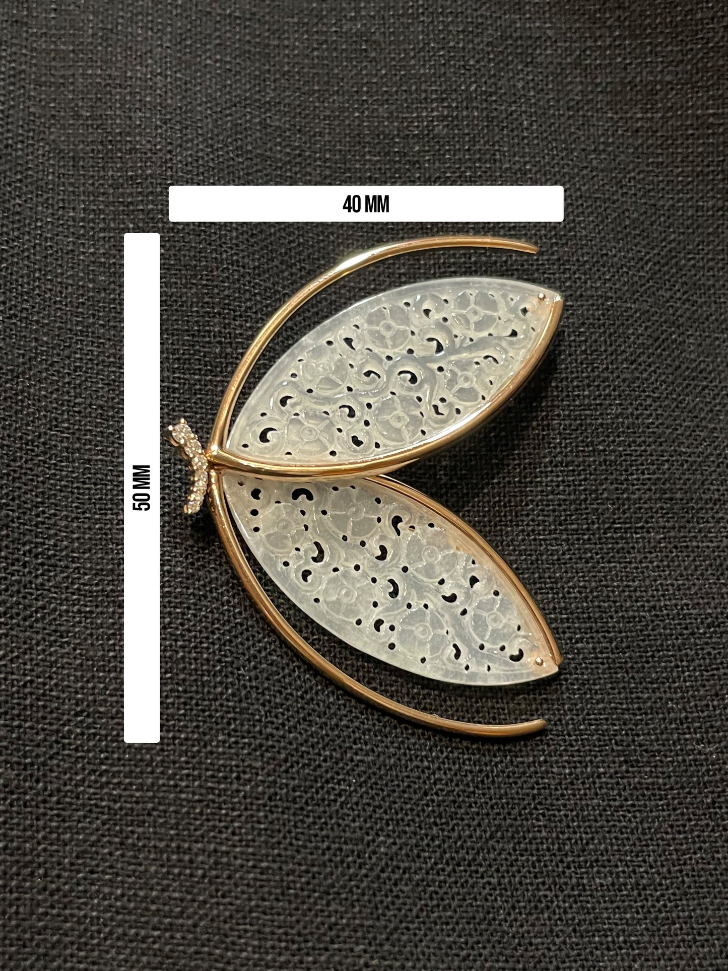 Icy White Jade Brooch - Butterfly (NJP040)