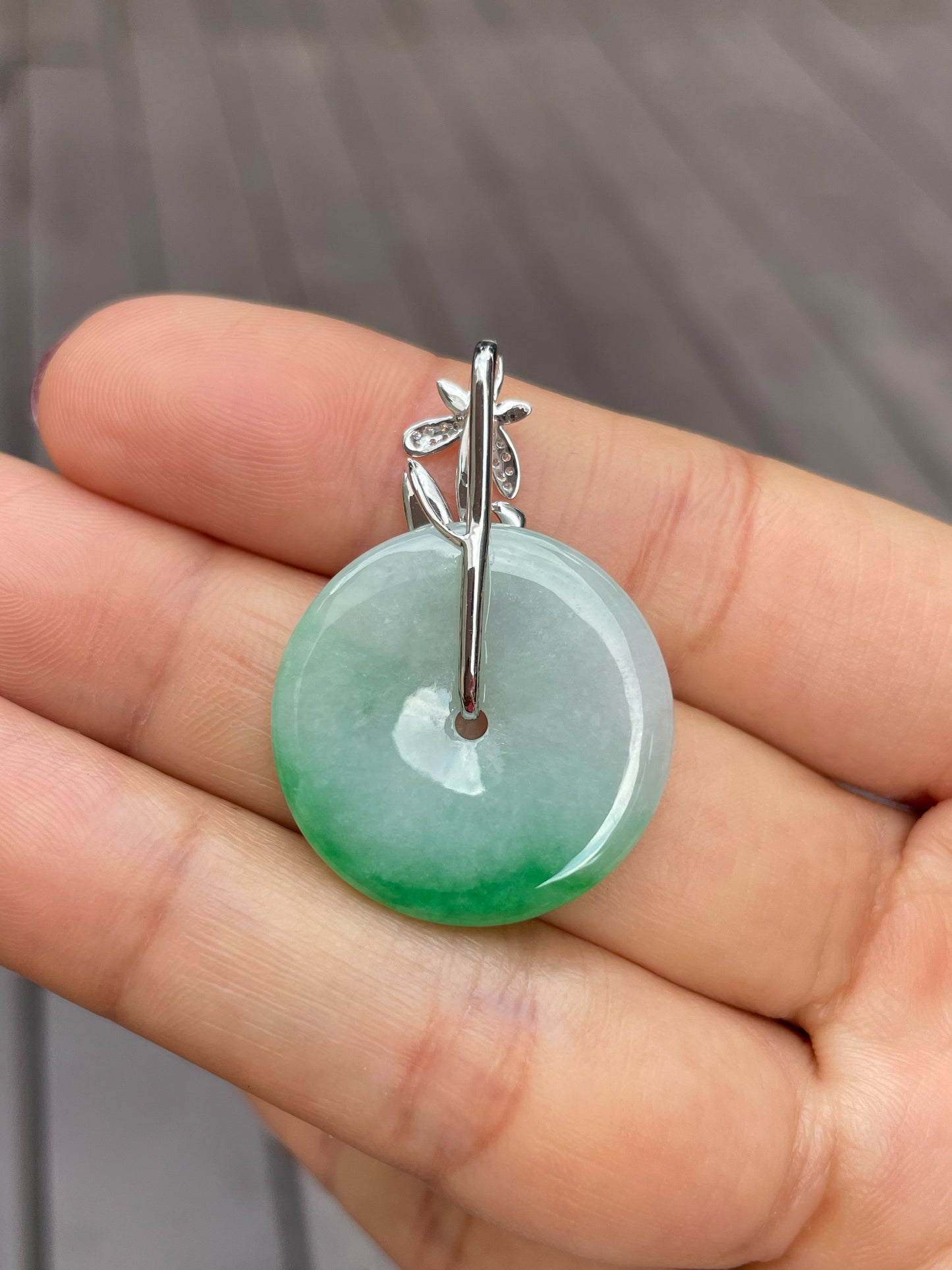 Green Jadeite Safety Coin Pendant - 平安扣 (NJP043)