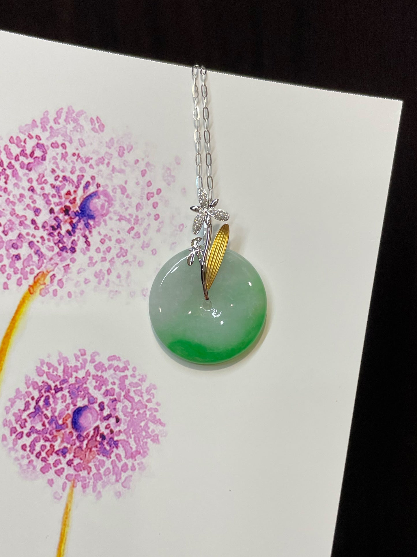 Green Jadeite Safety Coin Pendant - 平安扣 (NJP043)