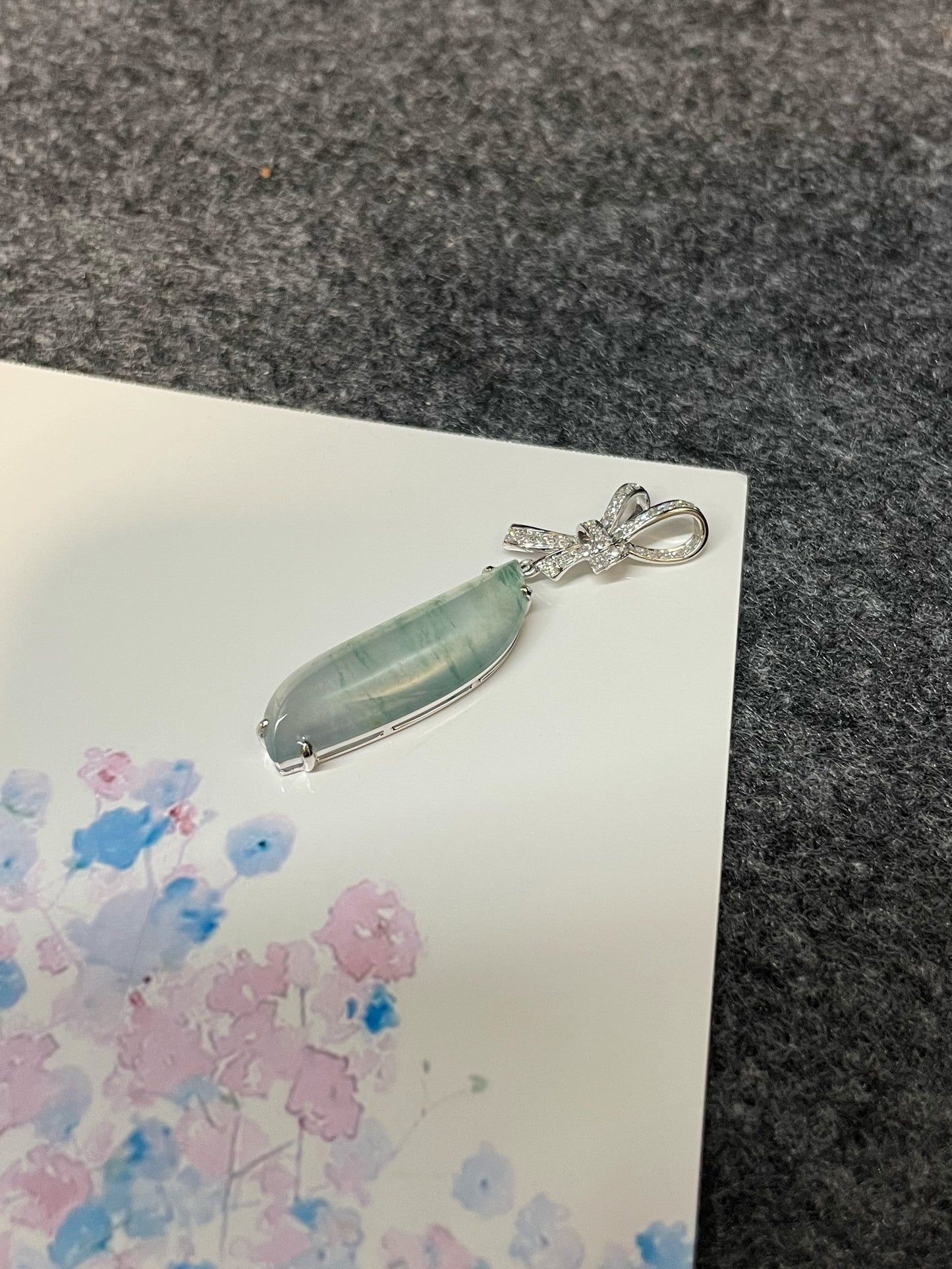 Icy Bluish Flower Jade Pendant (NJP049)
