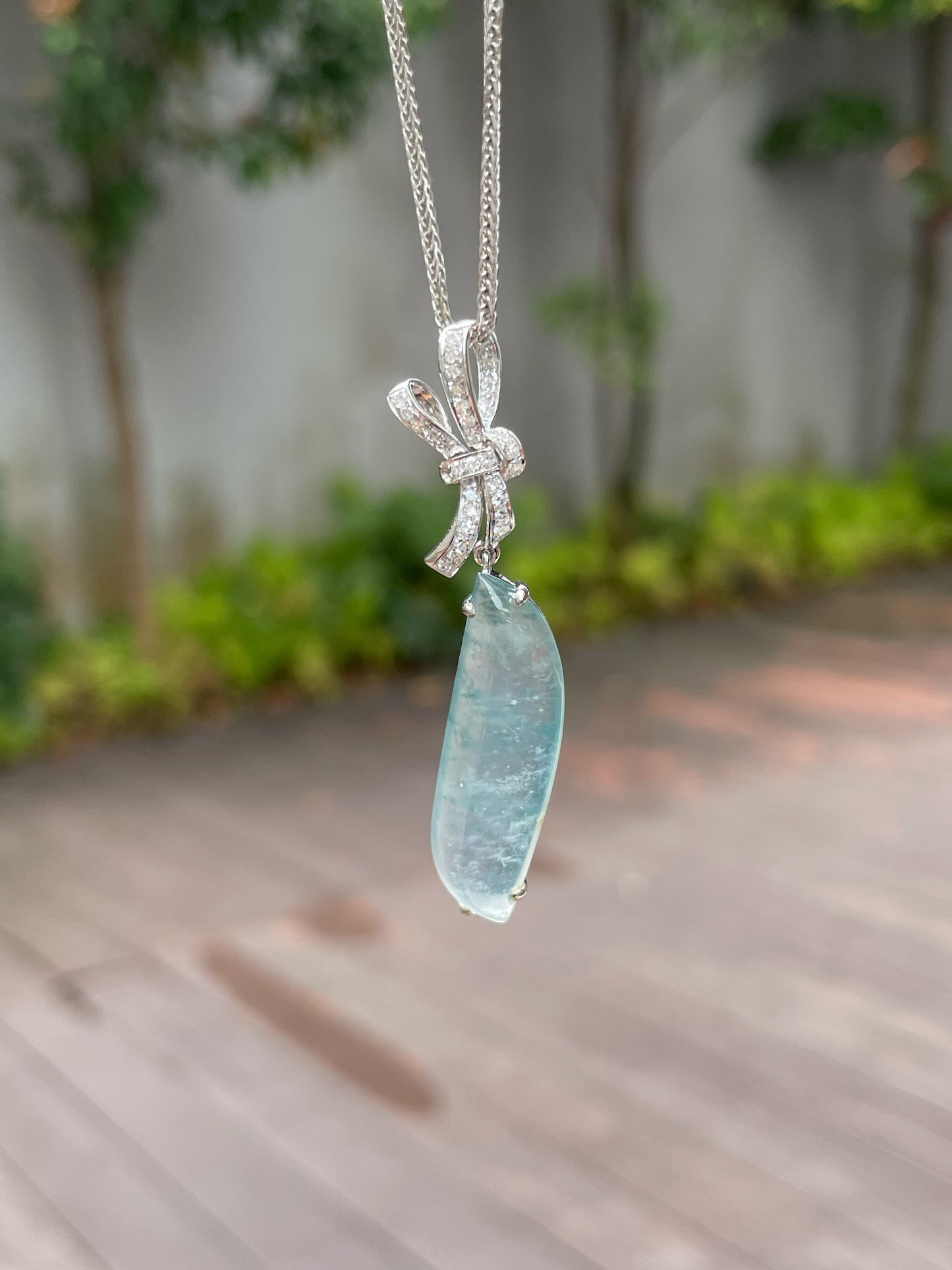 Icy Bluish Flower Jade Pendant (NJP049)