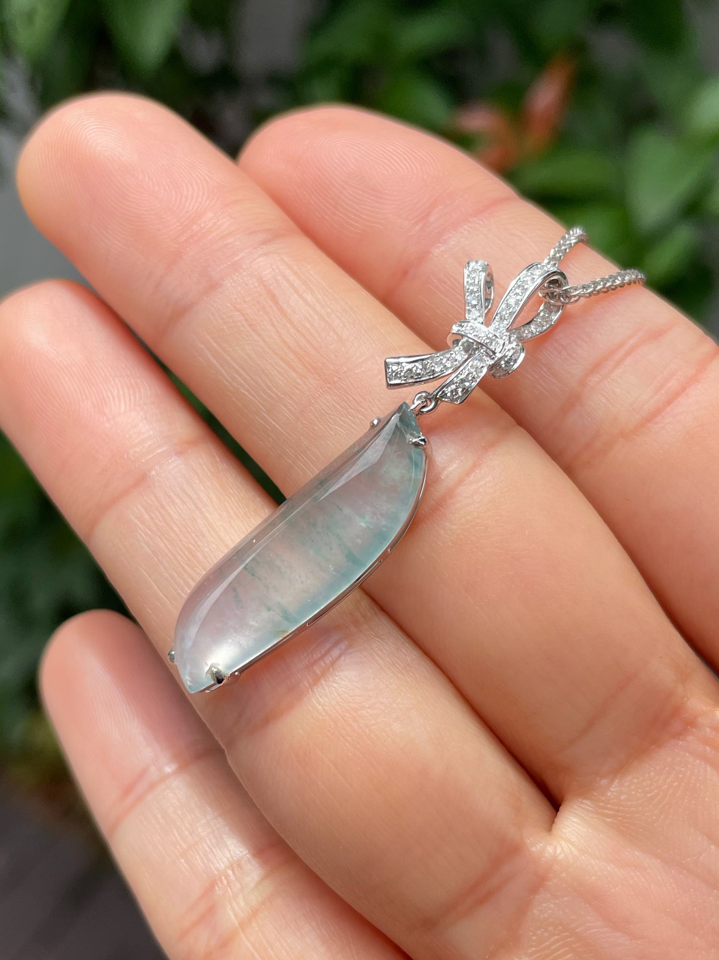Icy Bluish Flower Jade Pendant (NJP049)