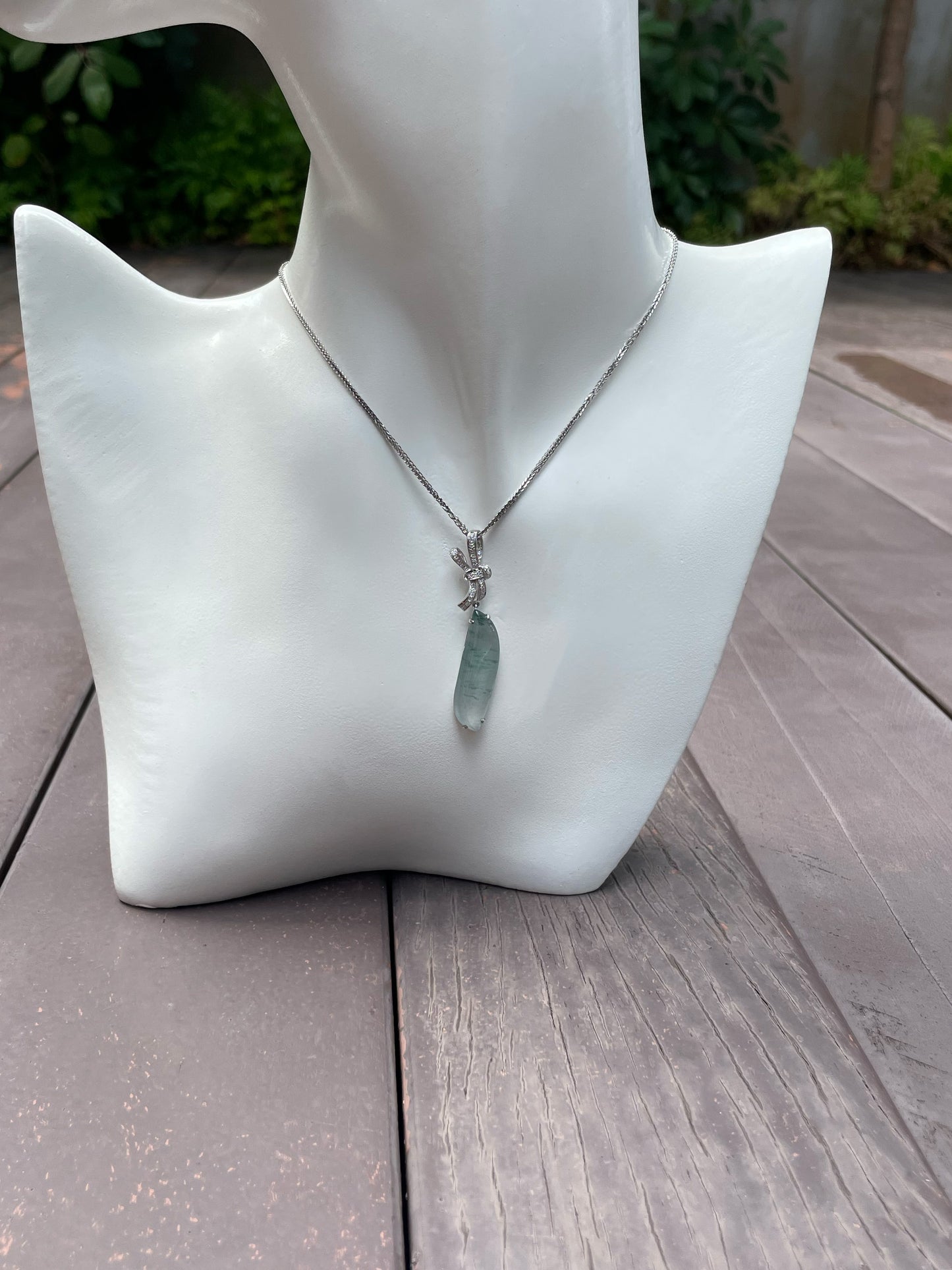 Icy Bluish Flower Jade Pendant (NJP049)