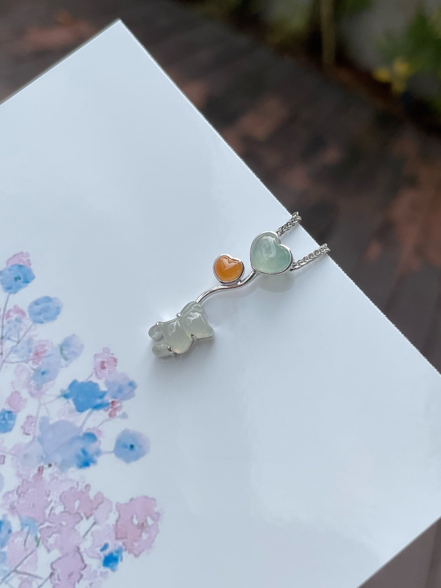 Icy Jade Pendant - Teddy Bear (NJP050)