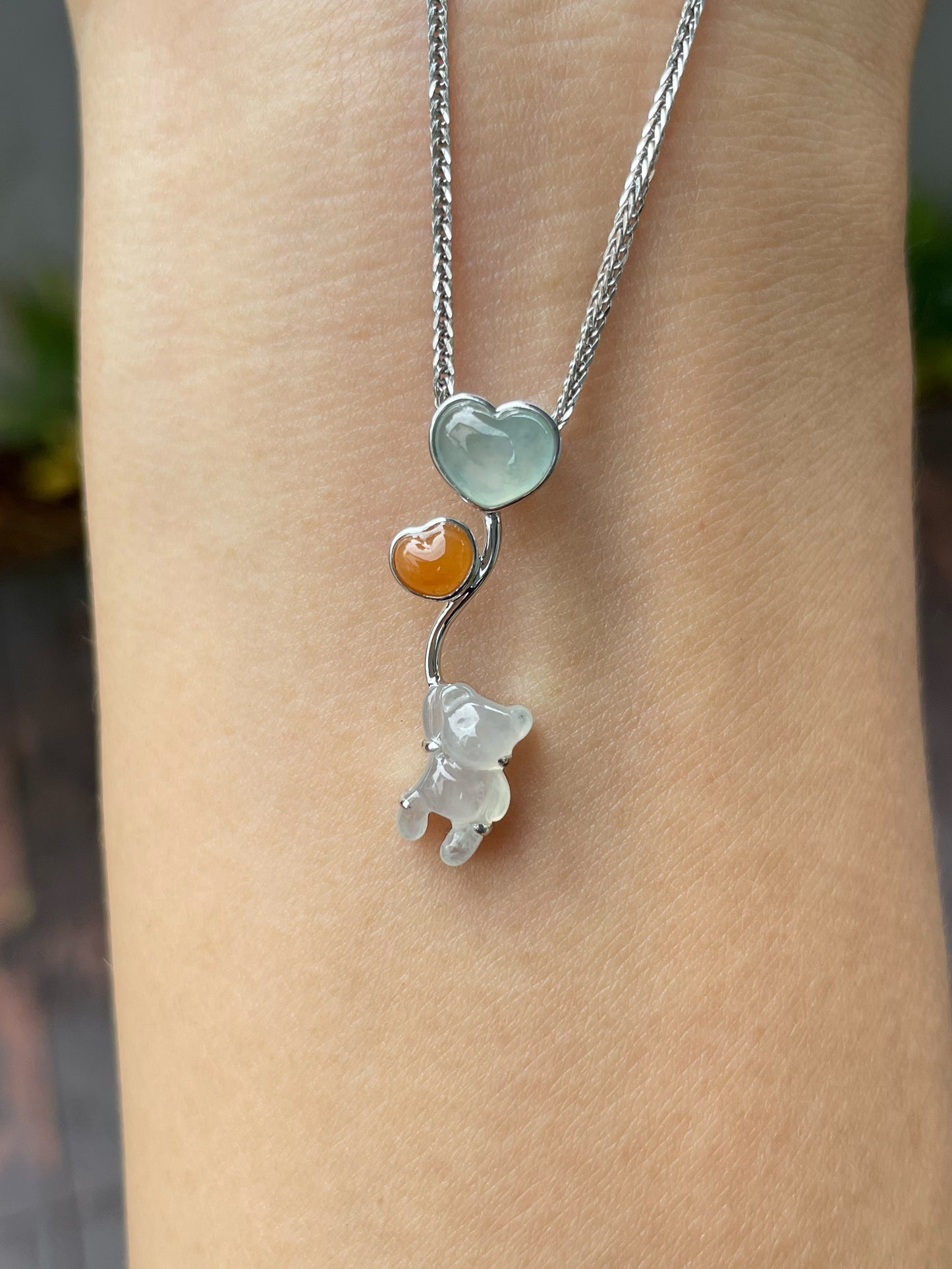 Icy Jade Pendant - Teddy Bear (NJP050)