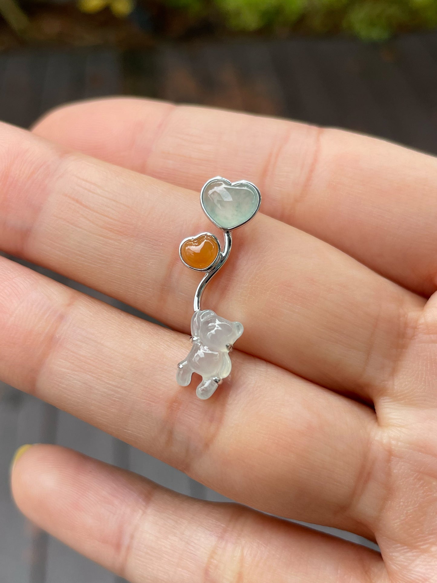 Icy Jade Pendant - Teddy Bear (NJP050)