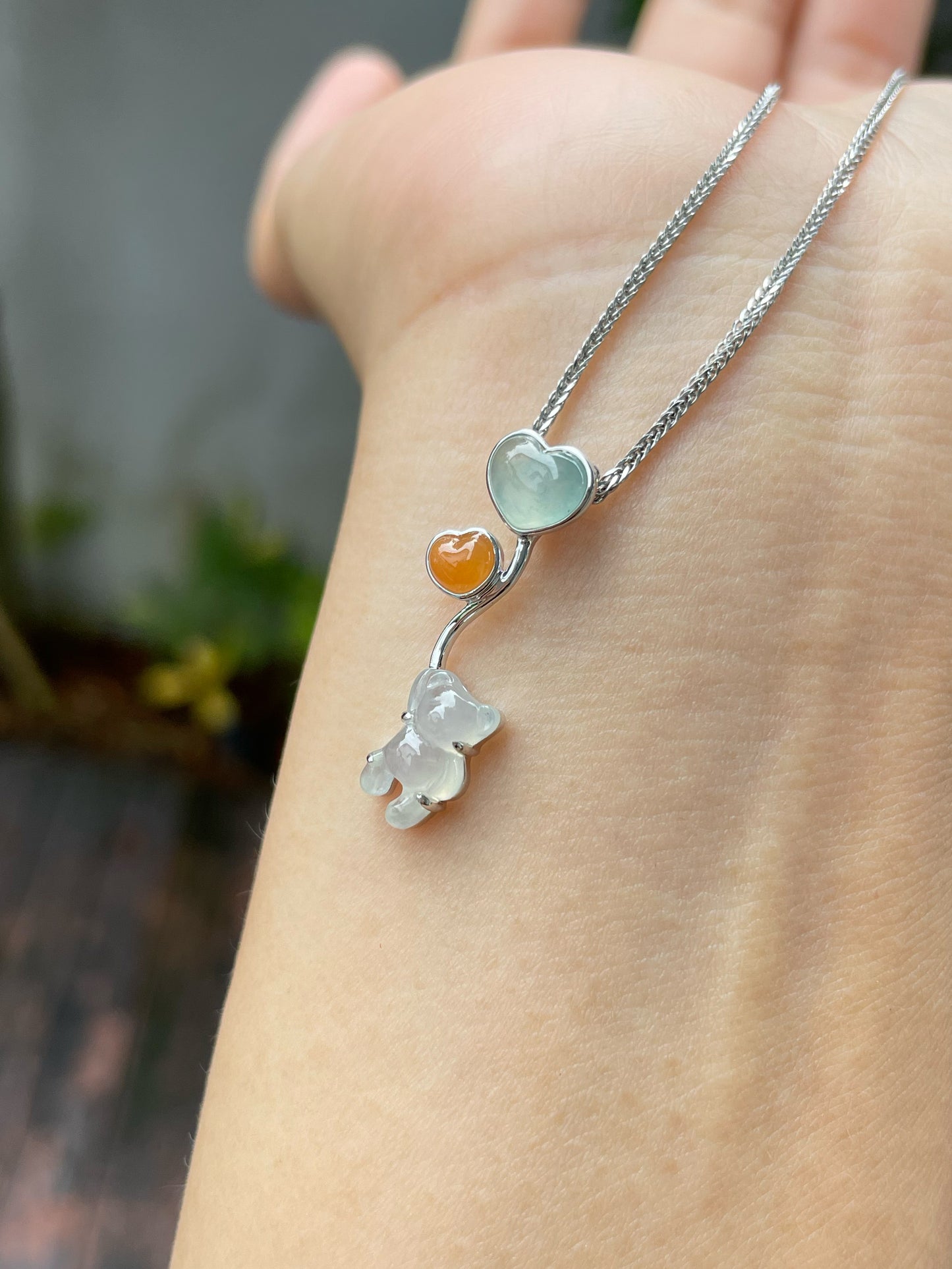 Icy Jade Pendant - Teddy Bear (NJP050)