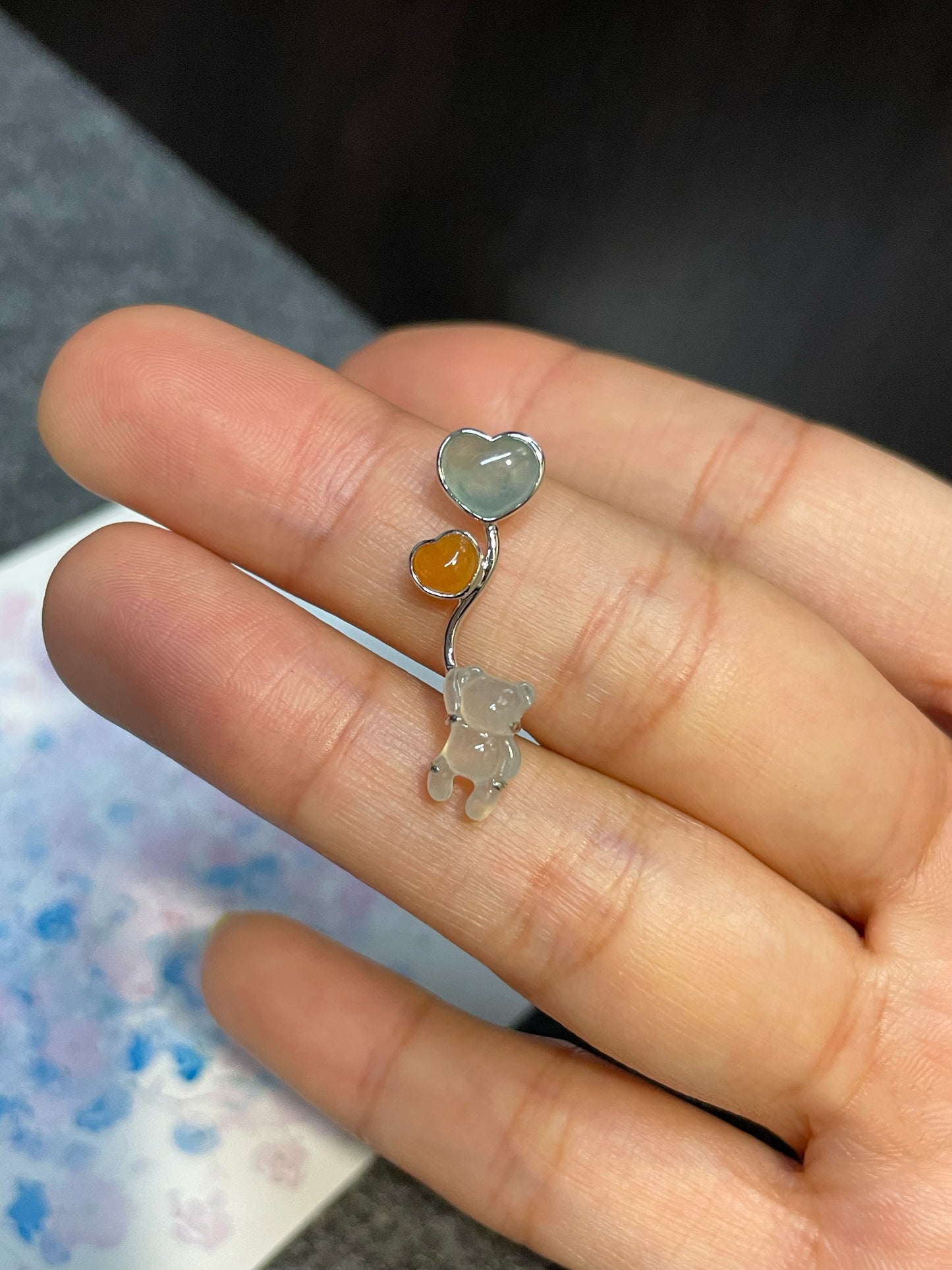 Icy Jade Pendant - Teddy Bear (NJP050)