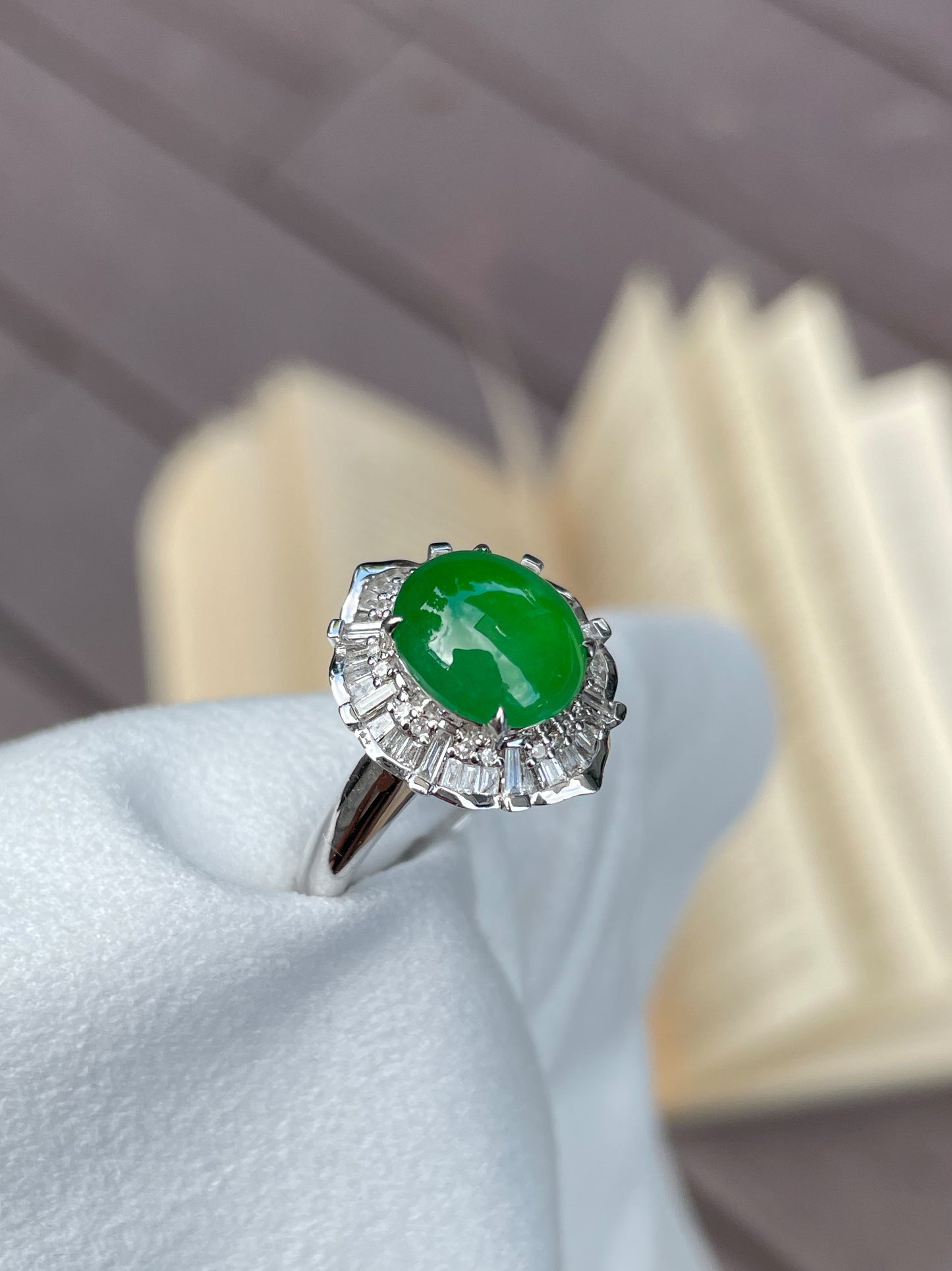Green Jadeite Cabochon Ring (NJR005)