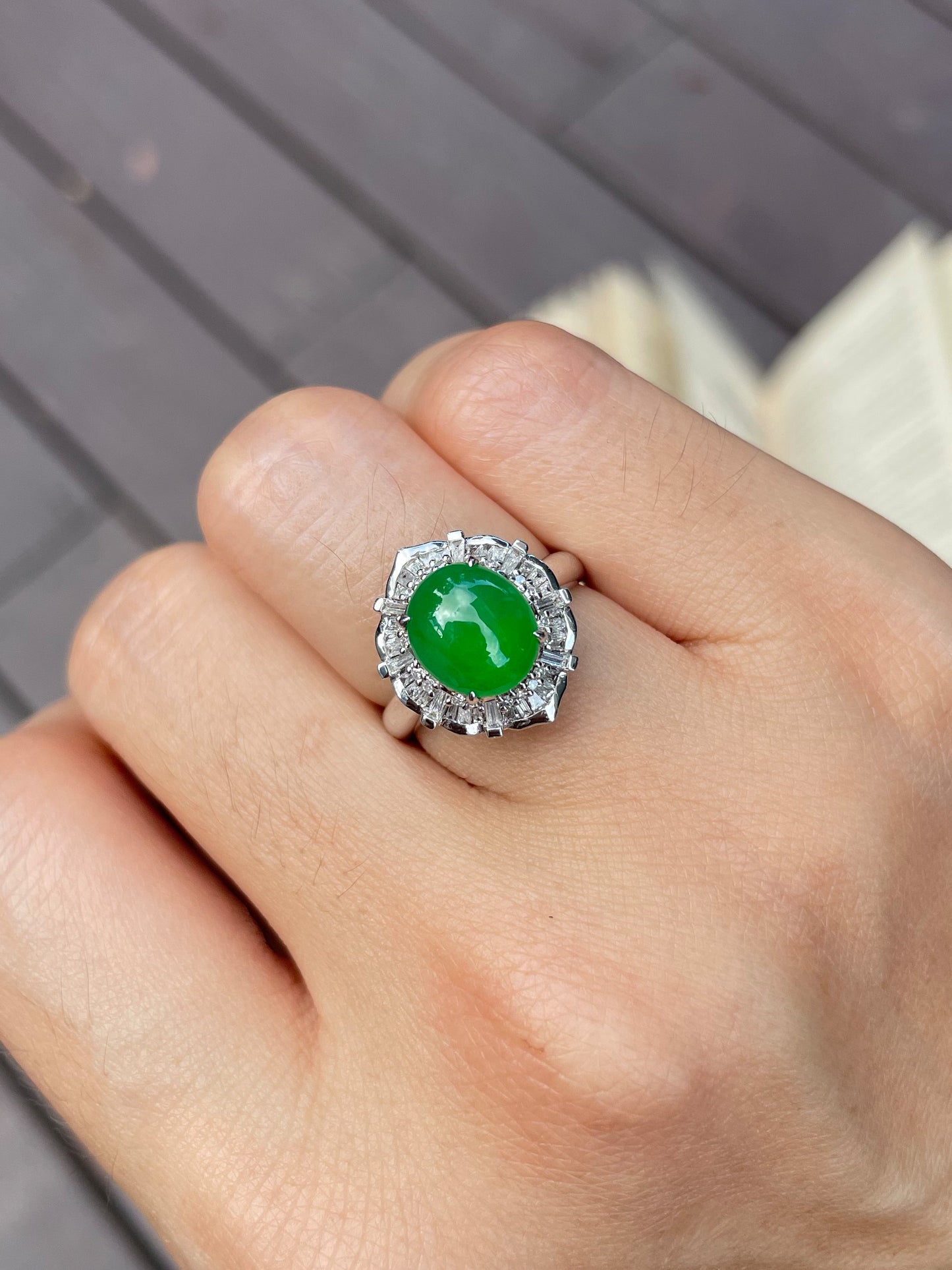 Green Jadeite Cabochon Ring (NJR005)
