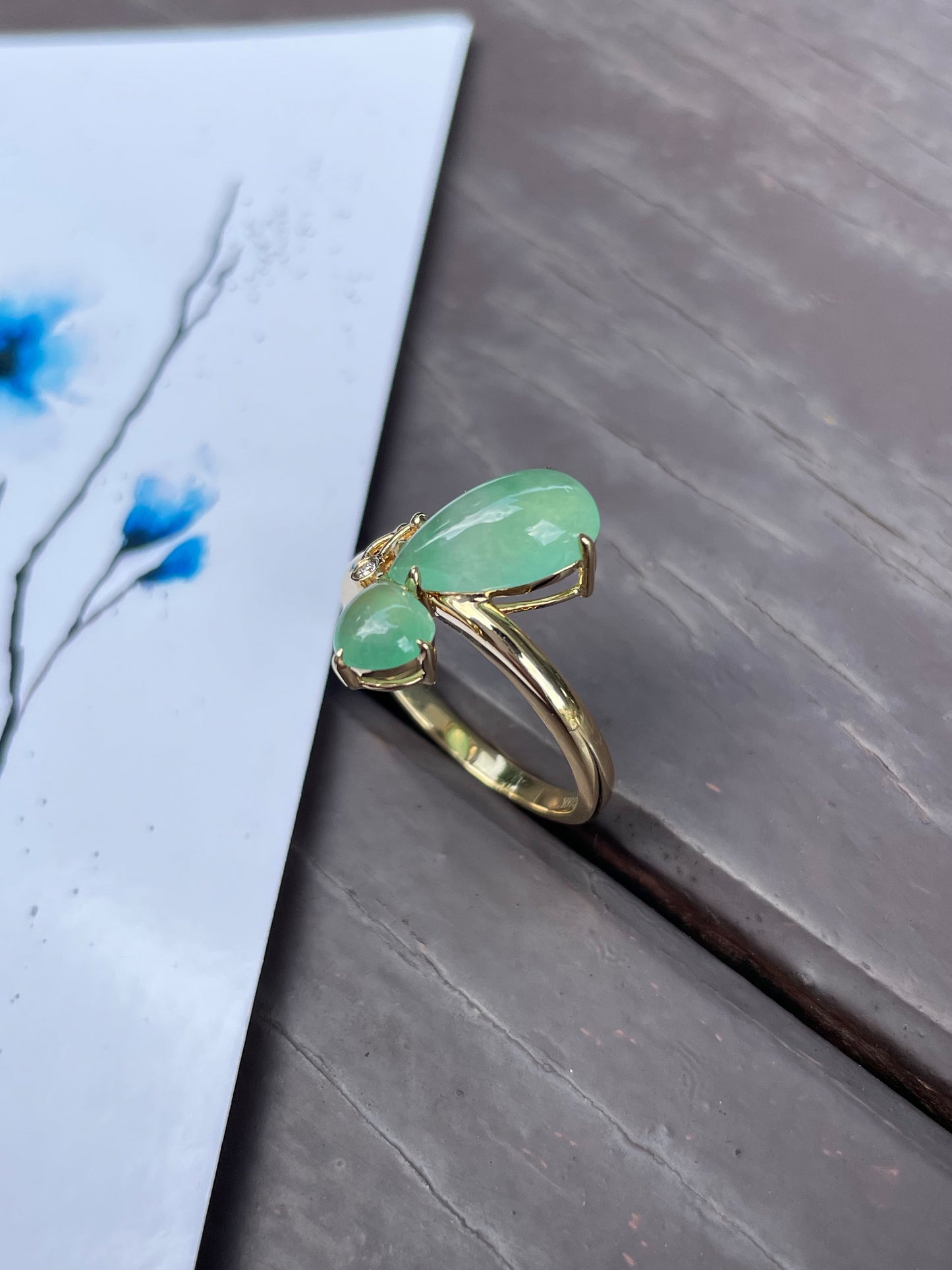 Icy Light Green Butterfly Ring (NJR008)