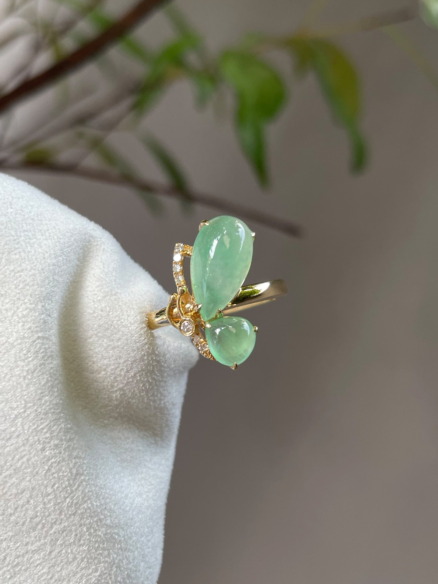 Icy Light Green Butterfly Ring (NJR008)