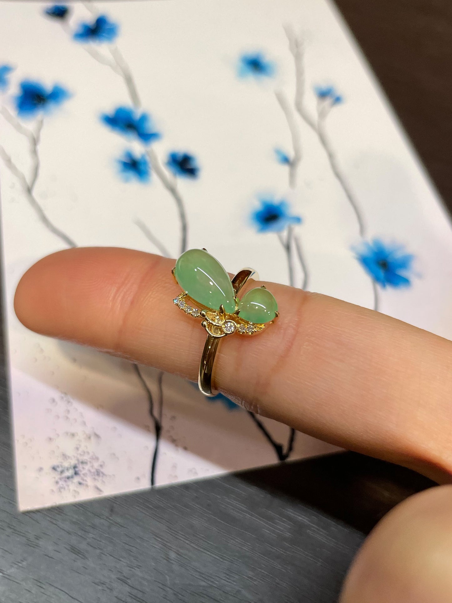 Icy Light Green Butterfly Ring (NJR008)
