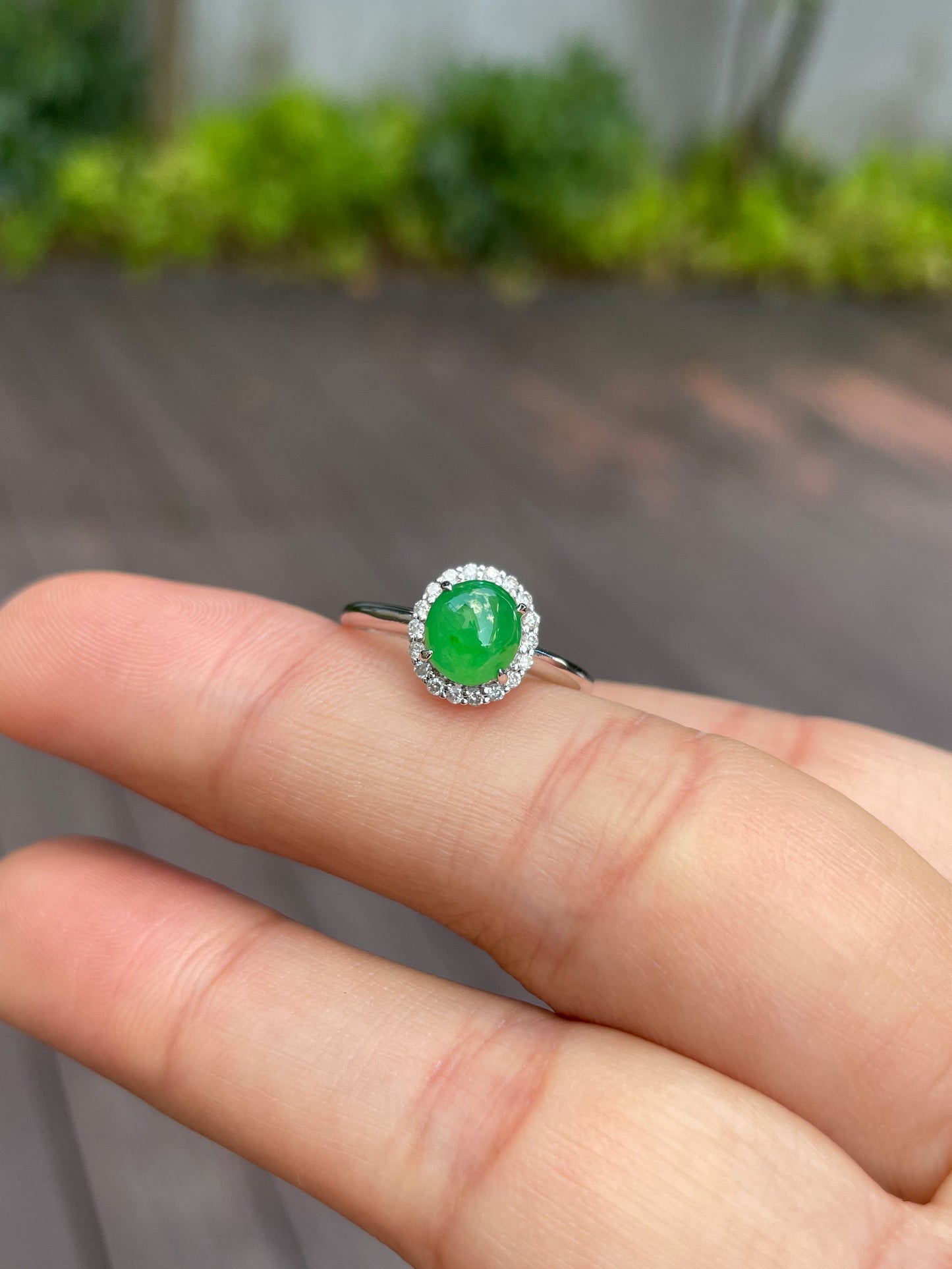 Green Jadeite Cabochon Ring (NJR010)