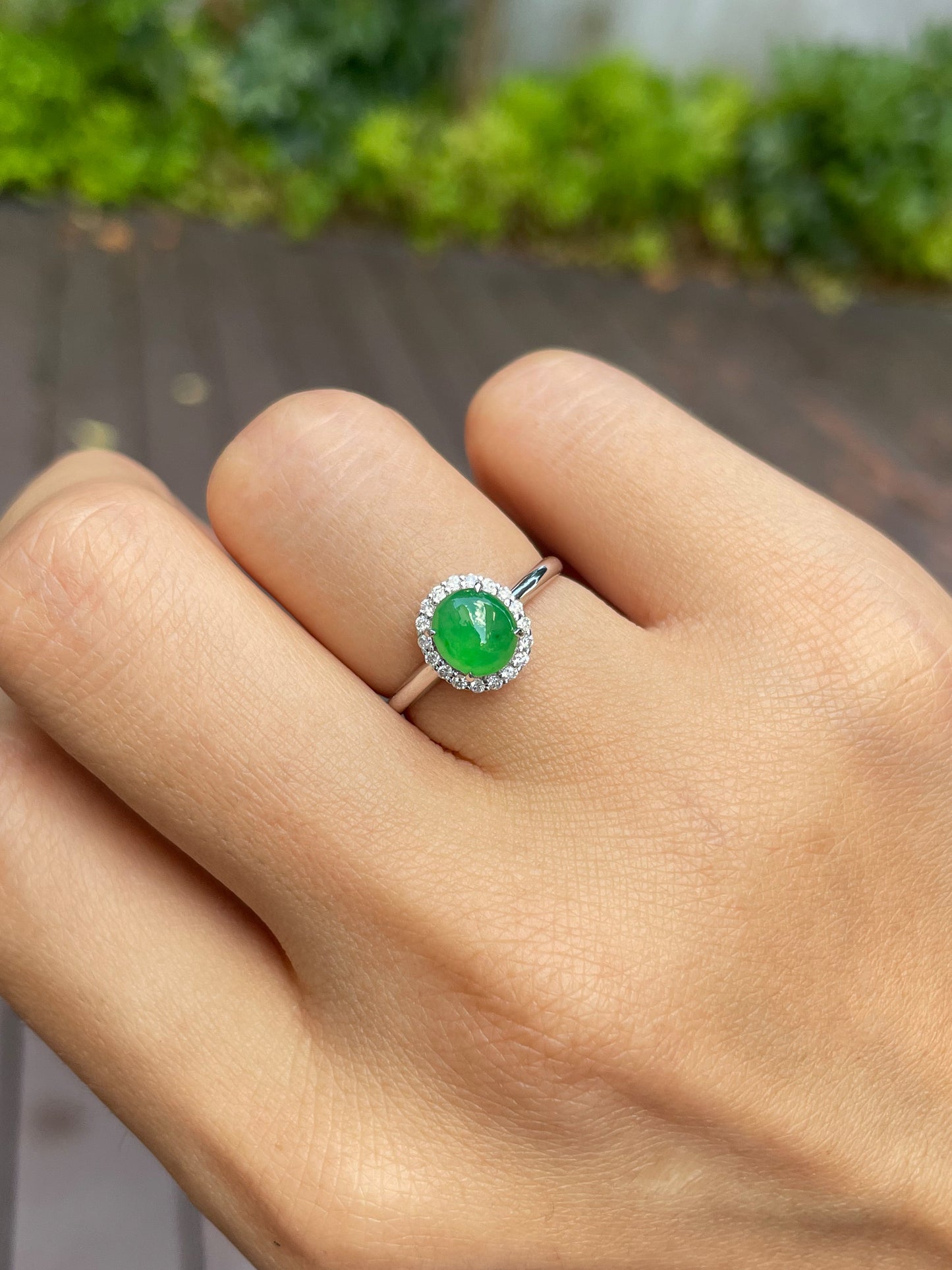 Green Jadeite Cabochon Ring (NJR010)