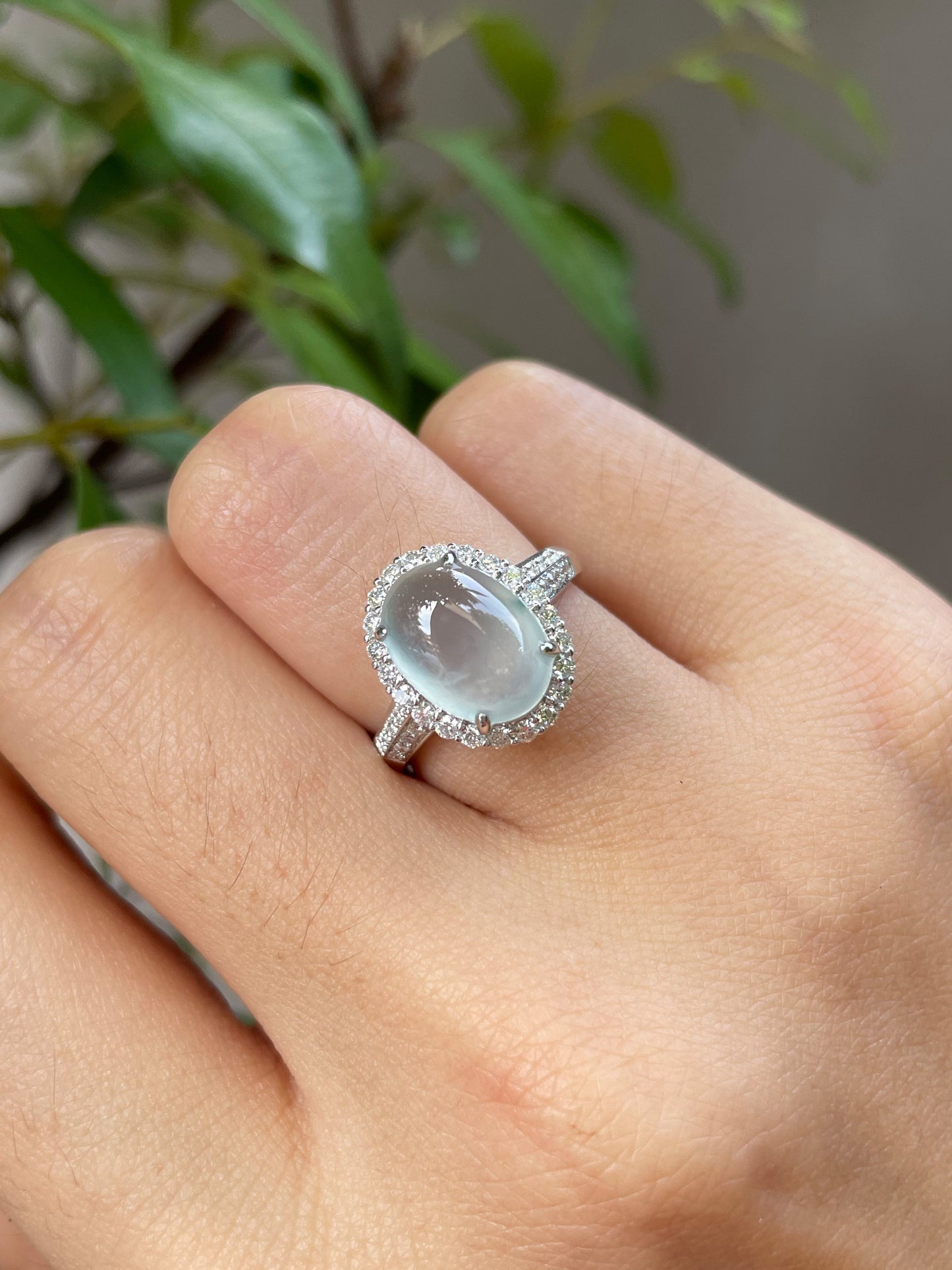 Glassy Jadeite Cabochon Ring (NJR015)