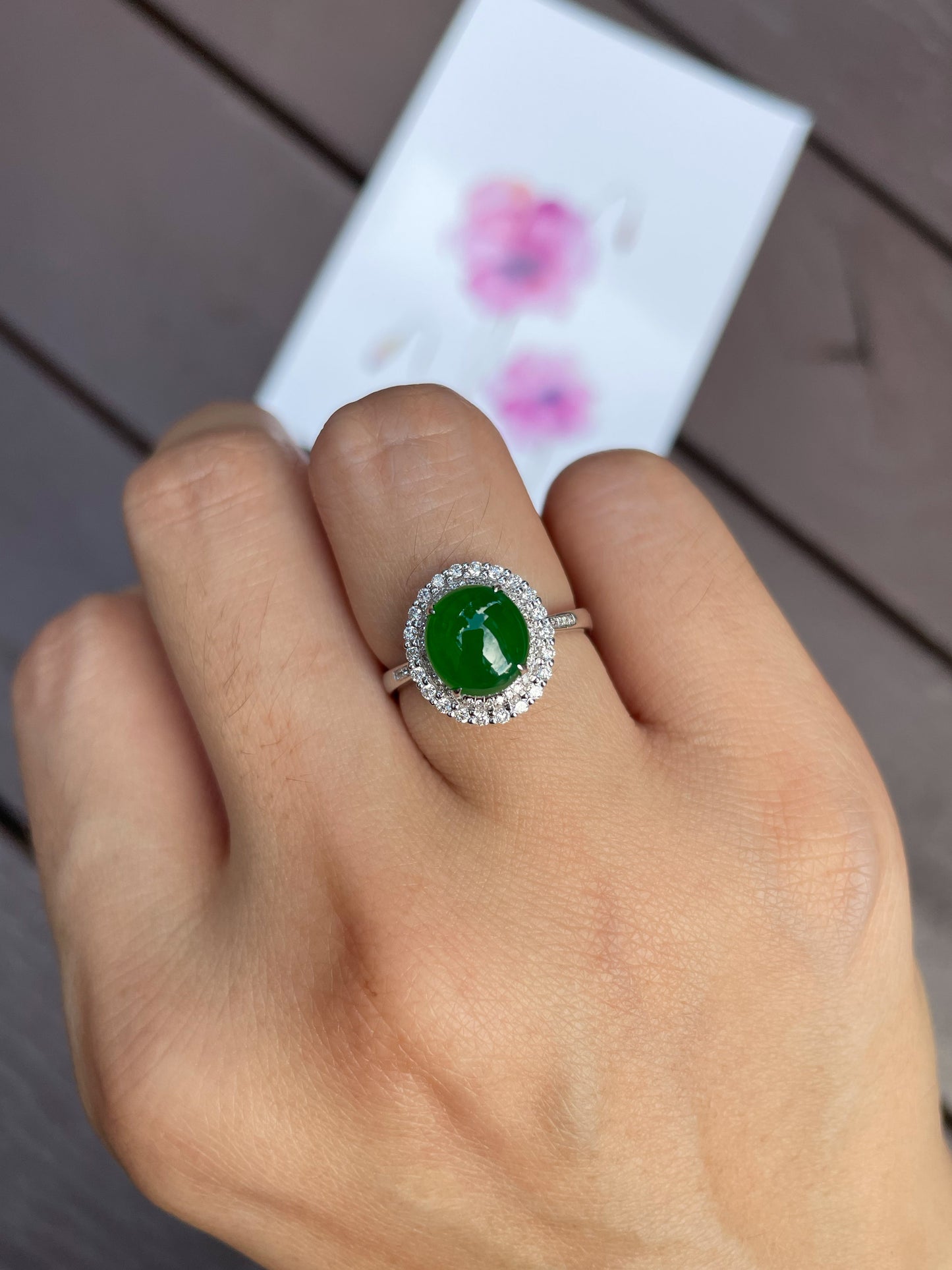 Green Jadeite Cabochon Ring (NJR024)
