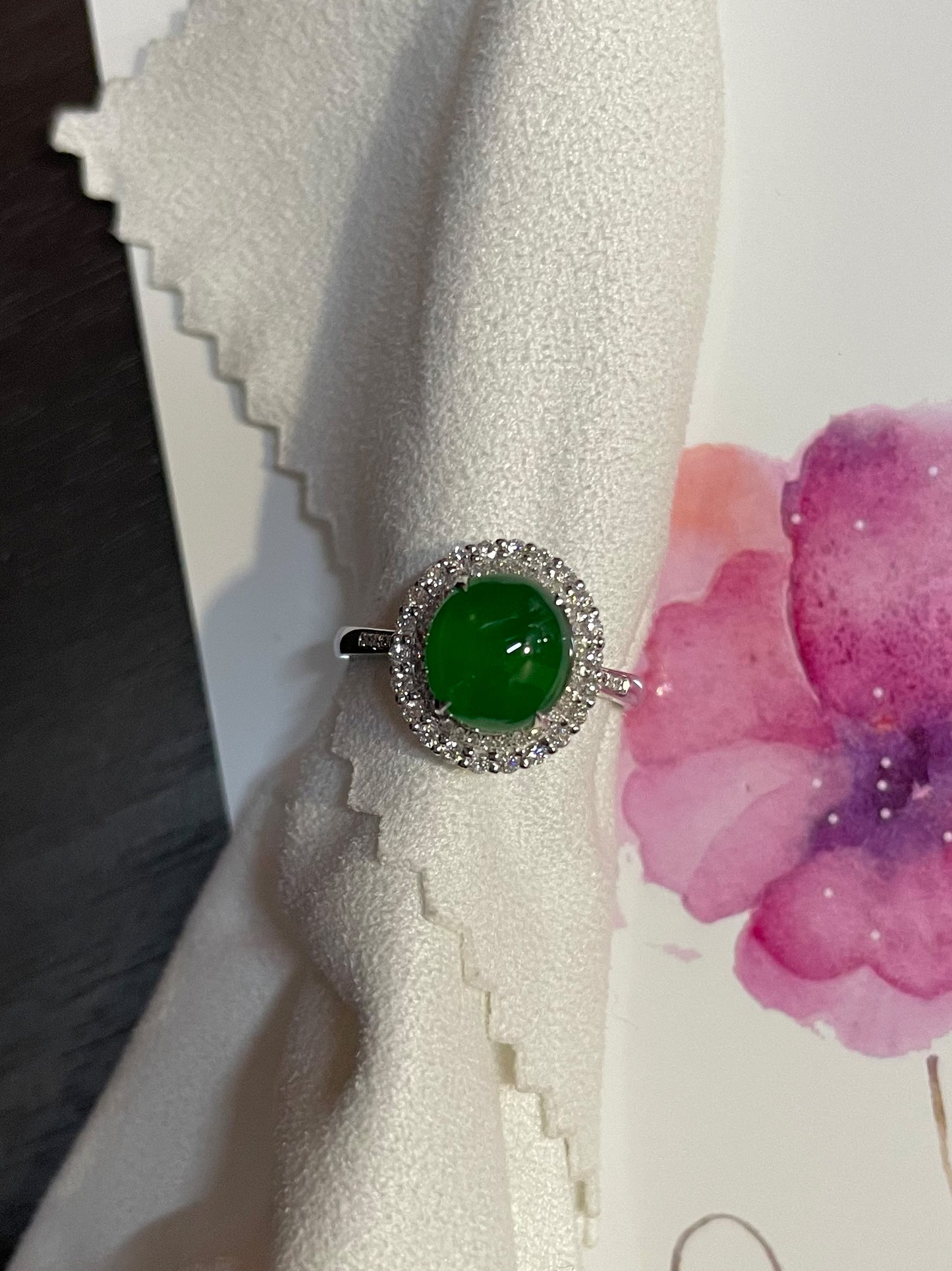 Green Jadeite Cabochon Ring (NJR024)