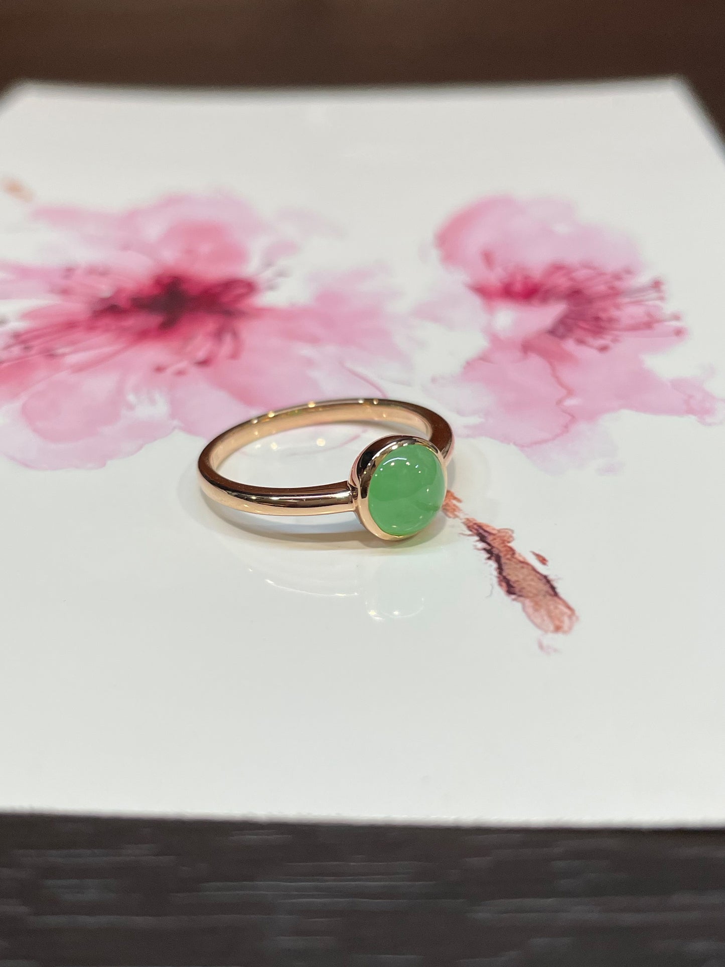 Light Green Jade Cabochon Ring (NJR035)