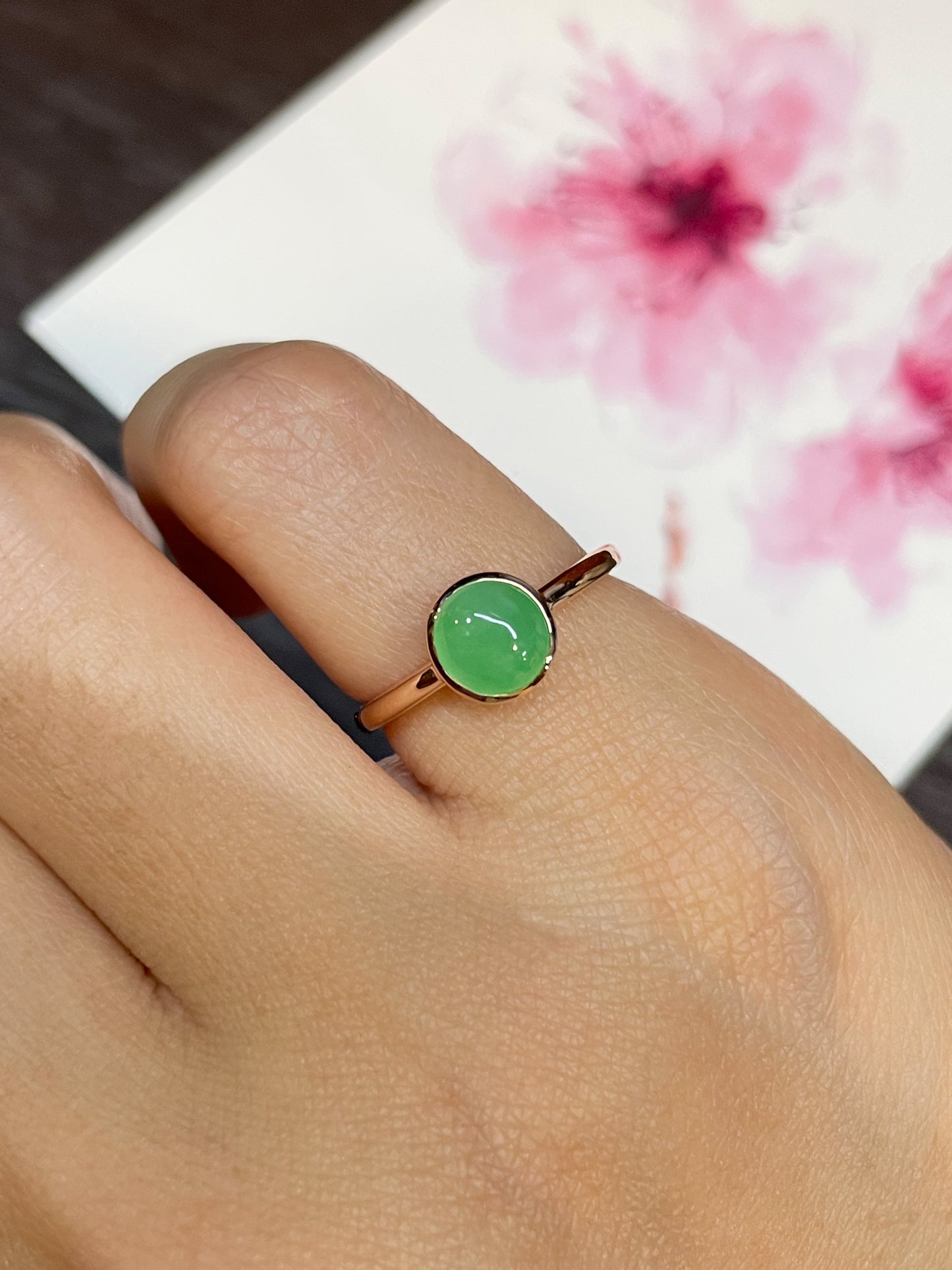 Light Green Jade Cabochon Ring (NJR035)