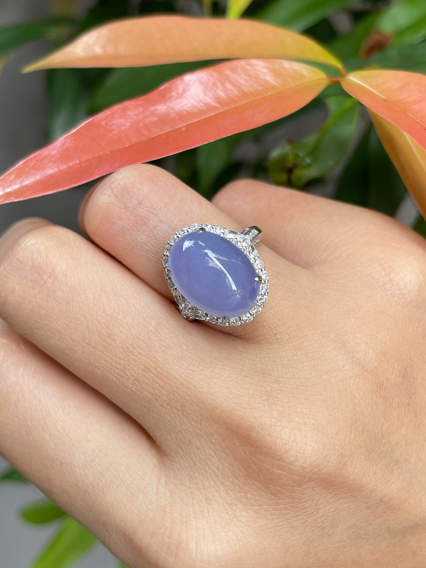 Lavender Jade Cabochon Ring (NJR039)