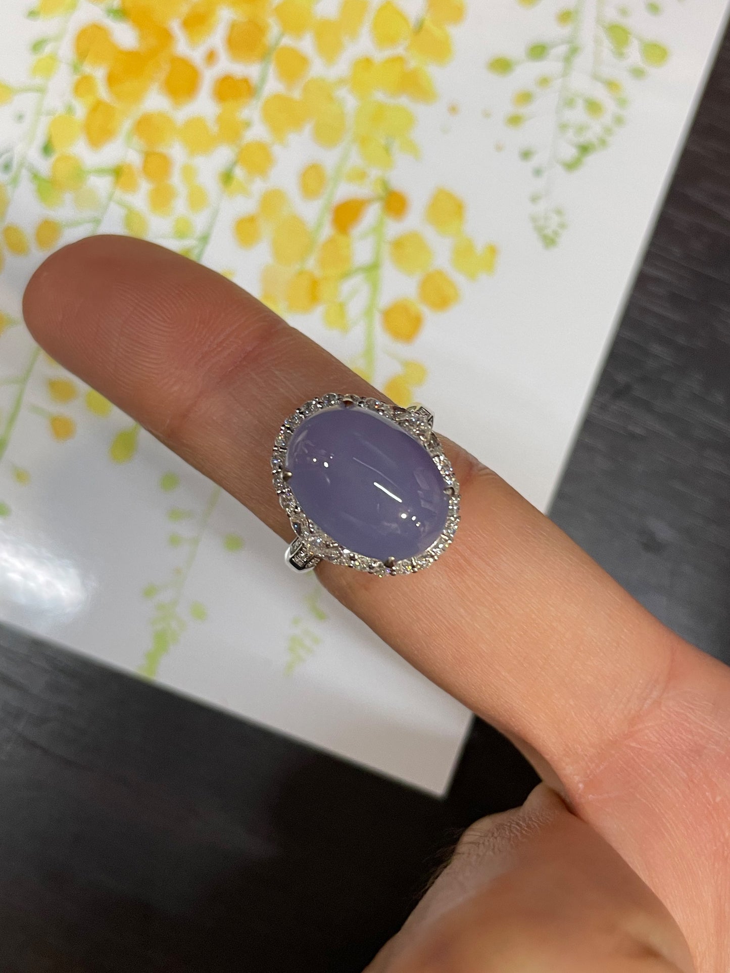 Lavender Jade Cabochon Ring (NJR039)