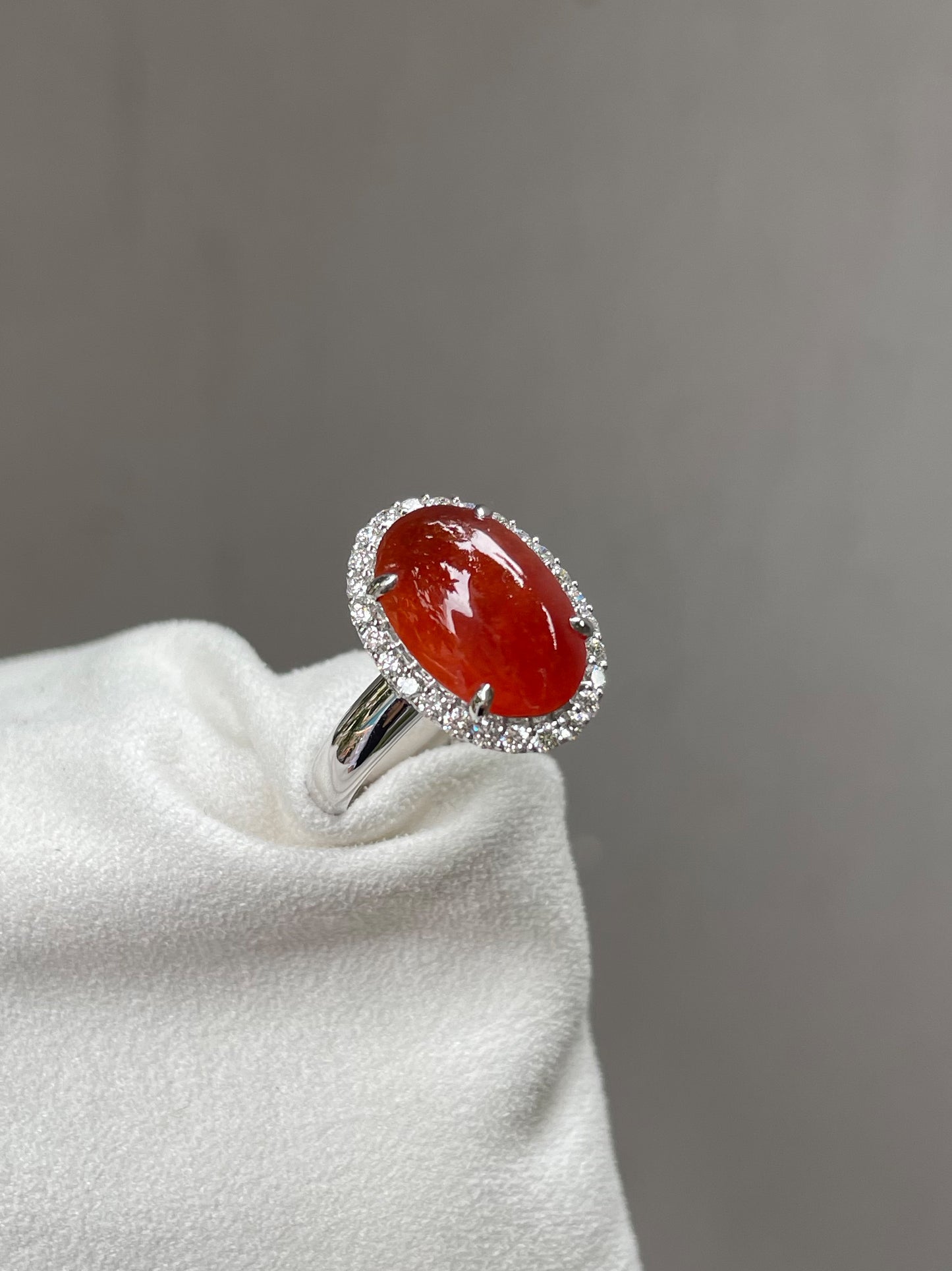 Red Jade Cabochon Ring (NJR042)