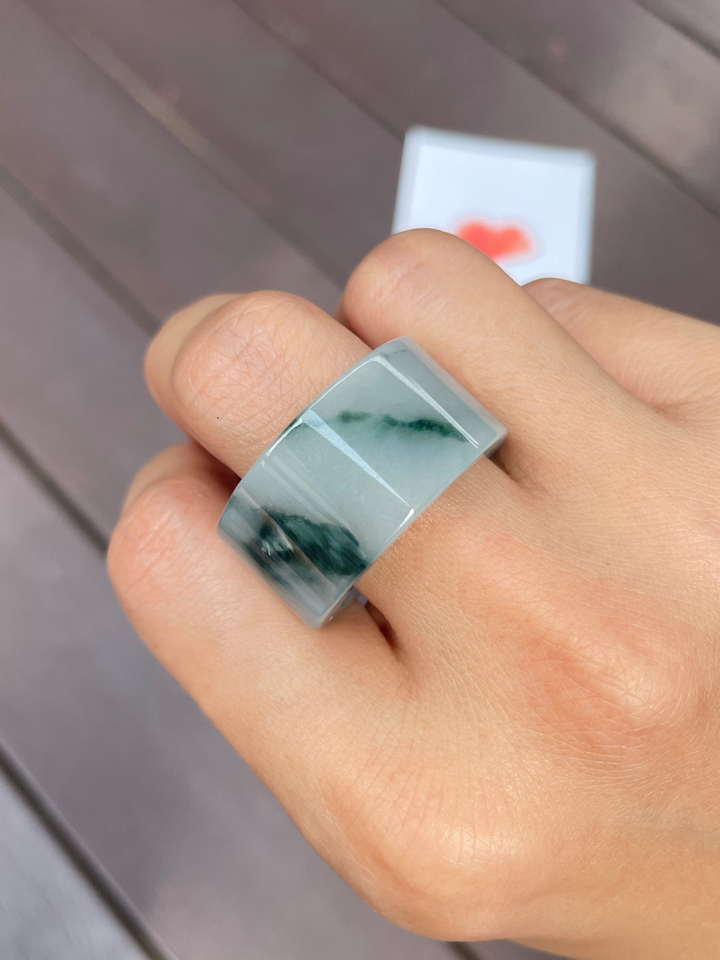 Bluish Green Jade Abacus Ring | HK 27 (NJR046)