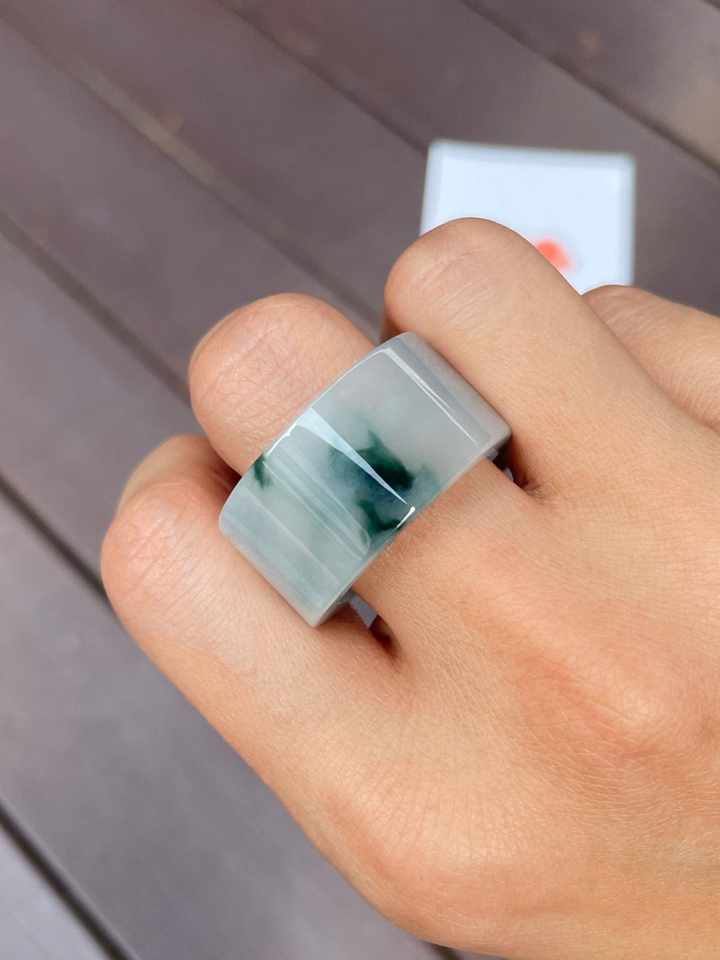 Bluish Green Jade Abacus Ring | HK 27 (NJR046)