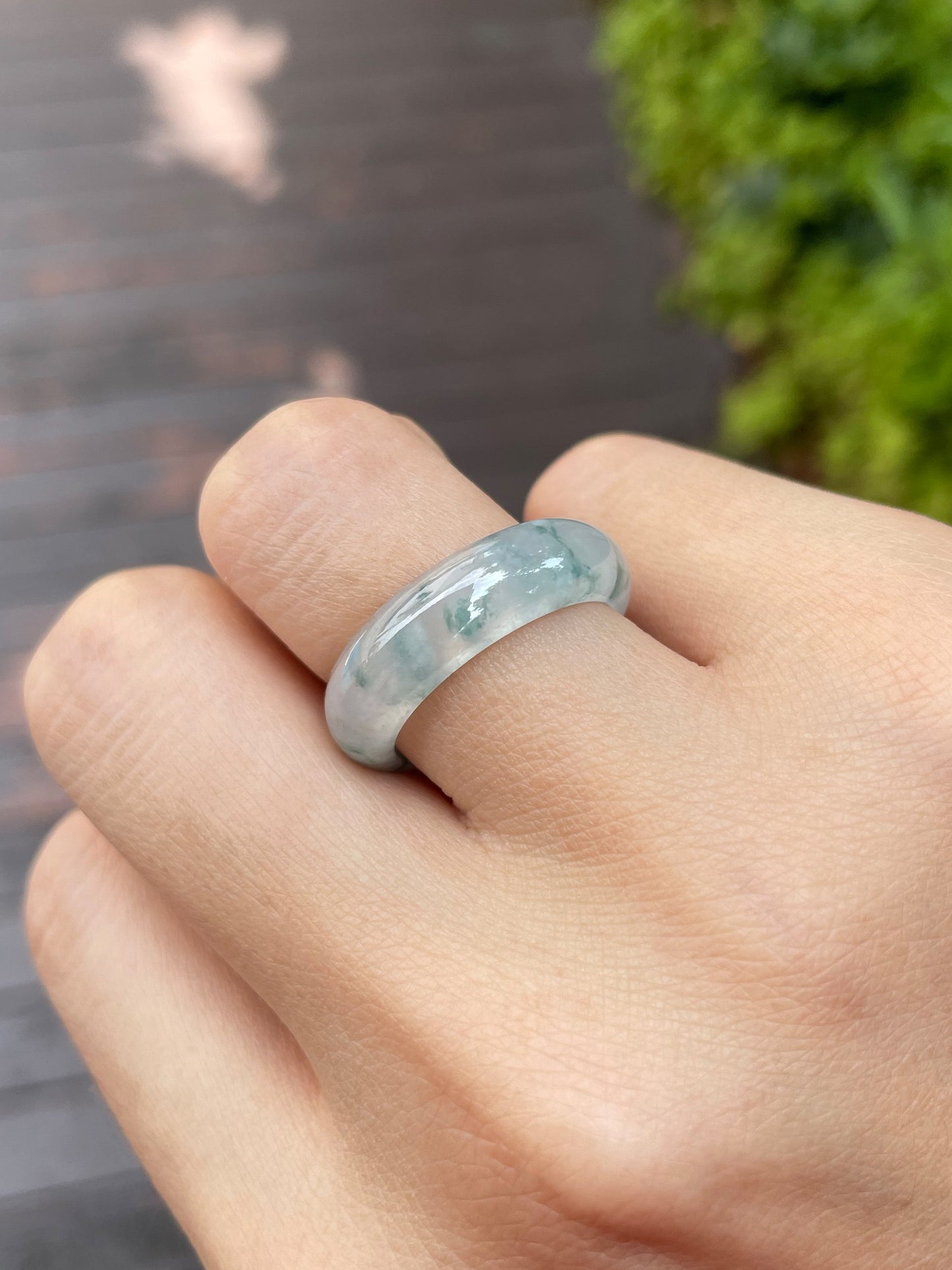 Bluish Green Jade Abacus Ring | HK 17 (NJR054)