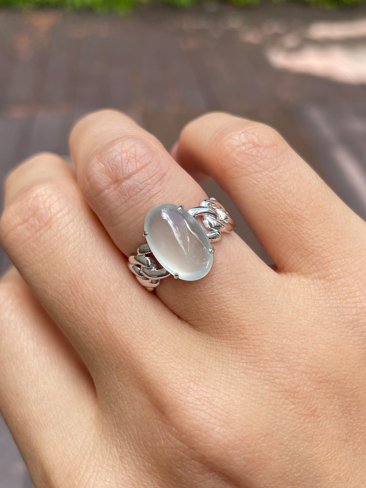 Icy Jade Cabochon Ring (NJR059)