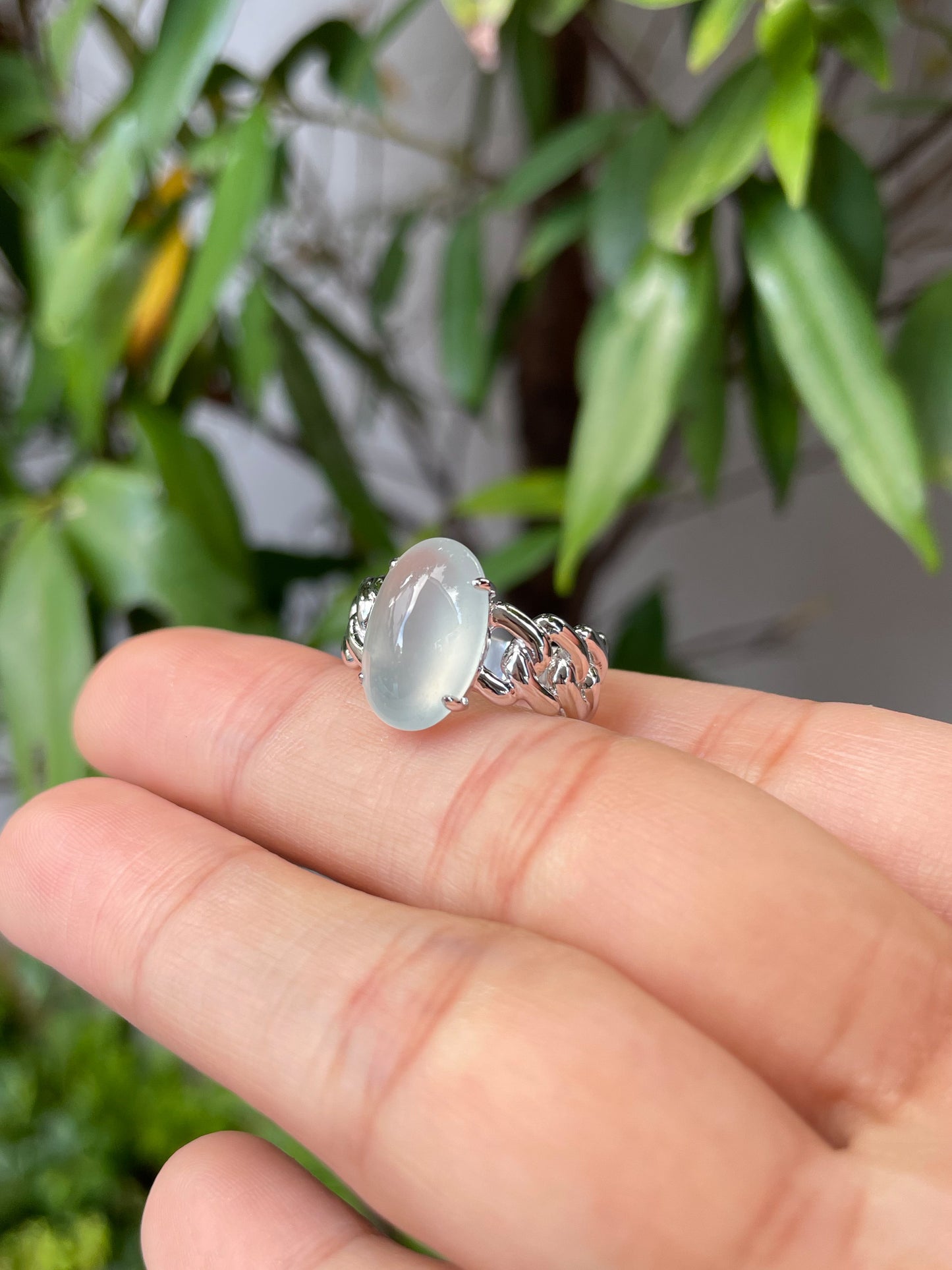 Icy Jade Cabochon Ring (NJR059)